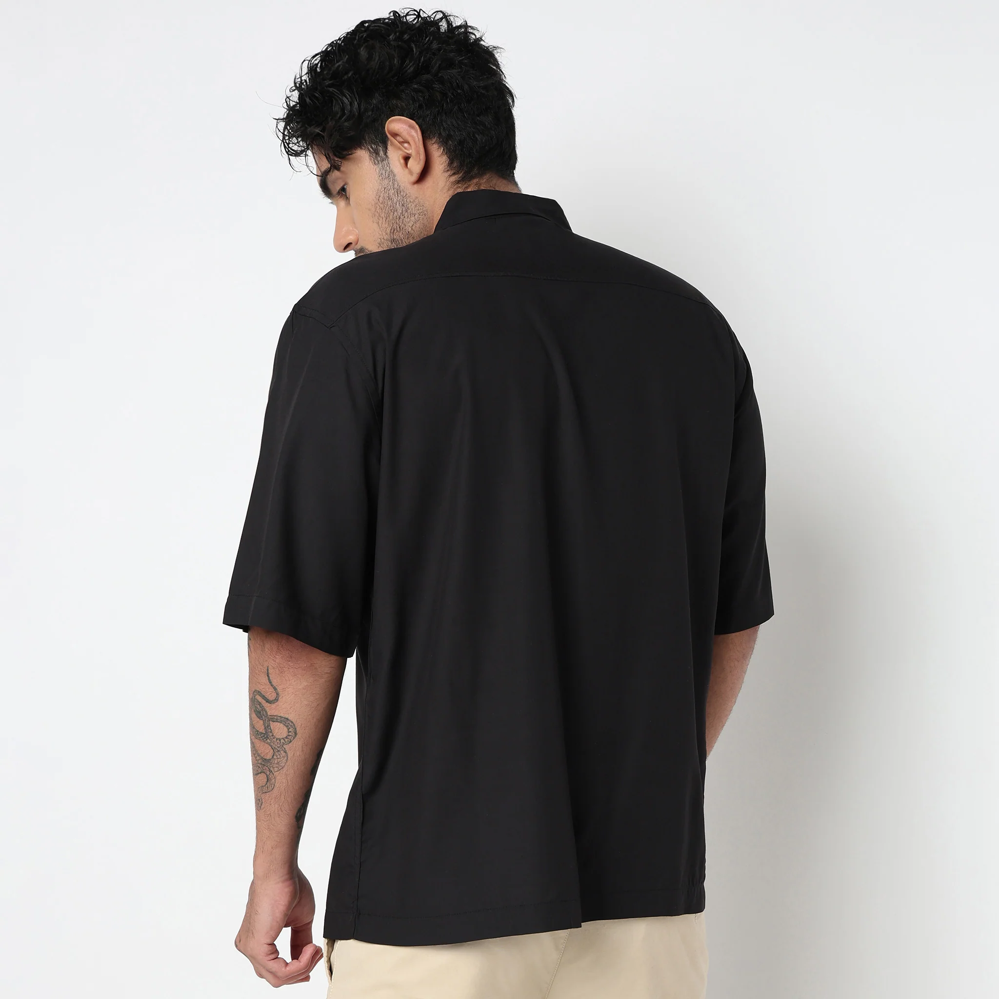 Cotton Solid Cuban Shirt - Image 3