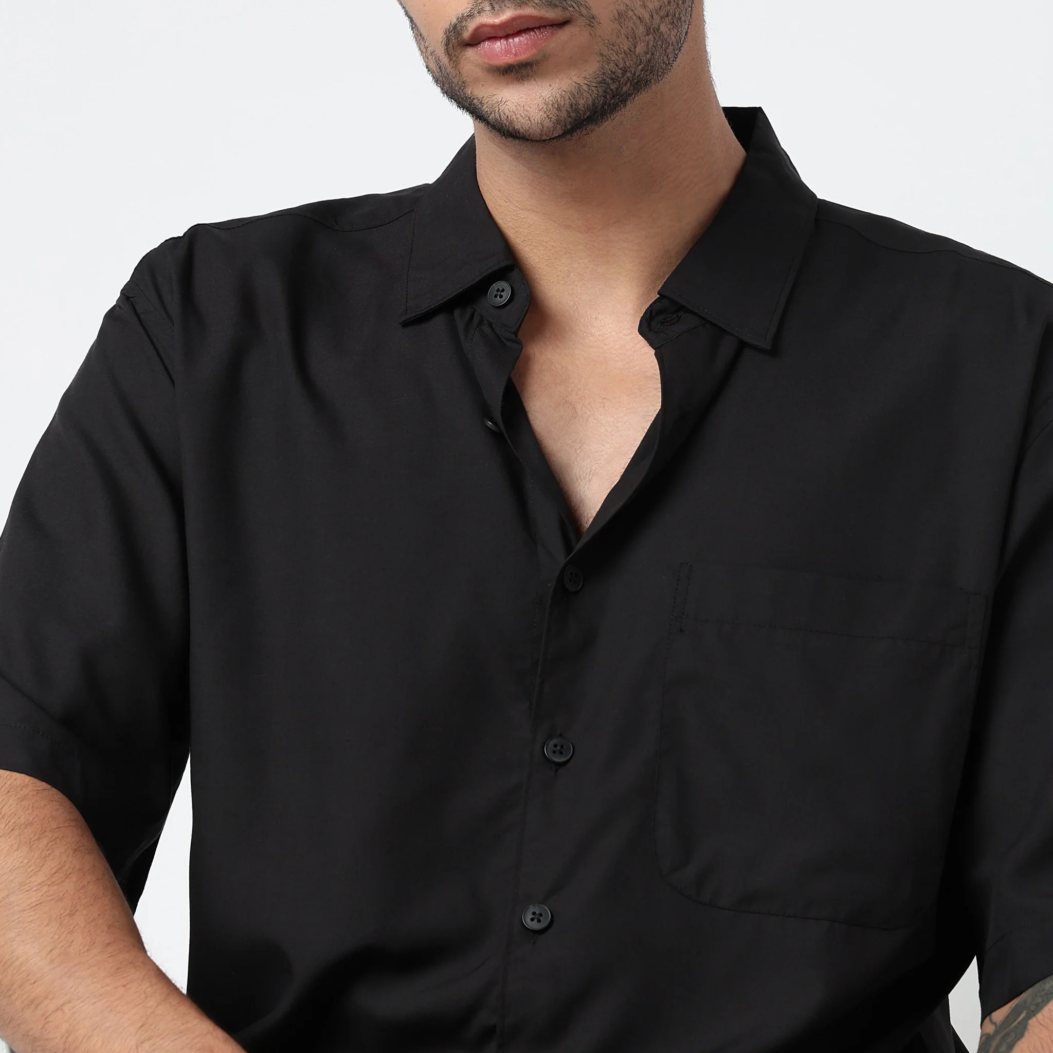 Cotton Solid Cuban Shirt - Image 4