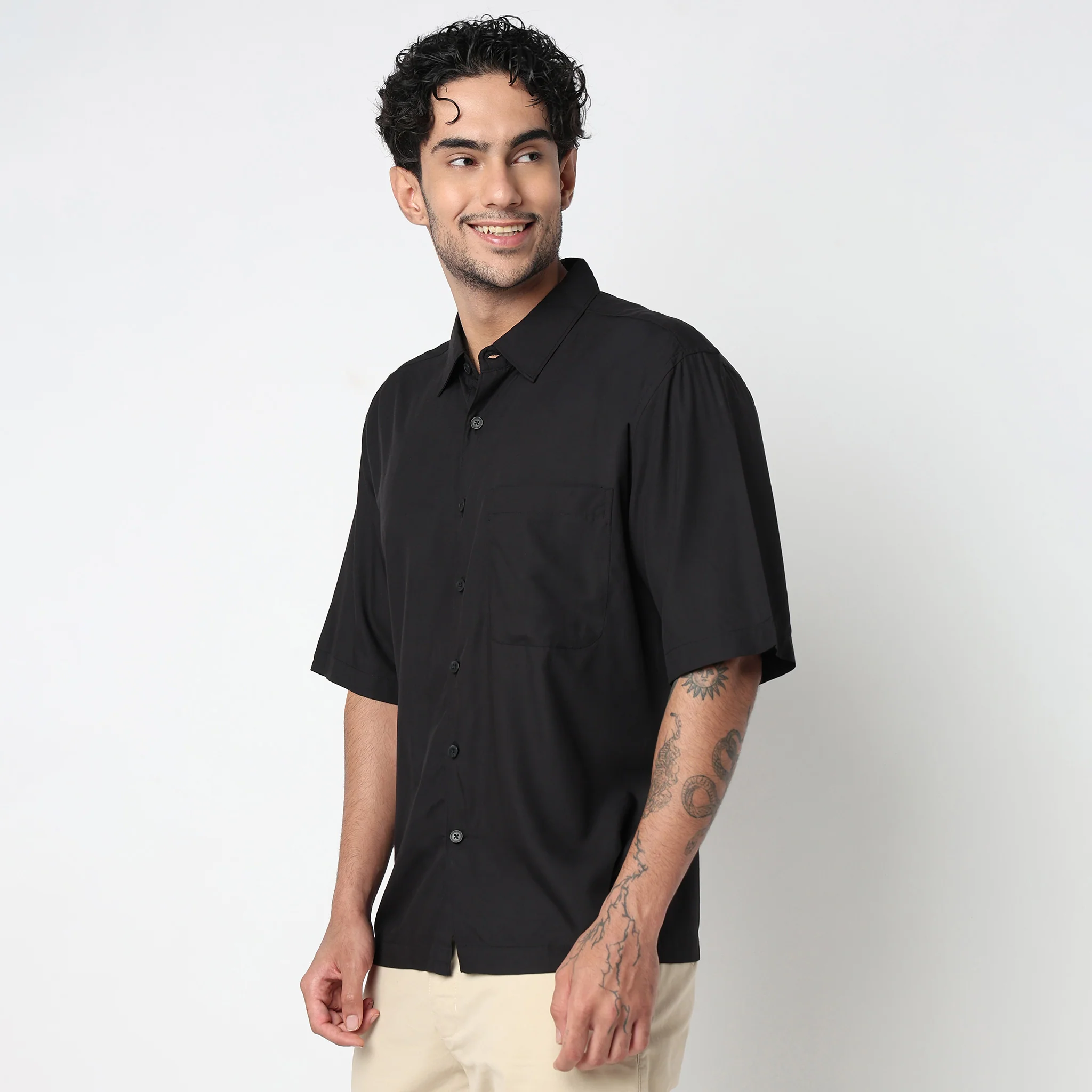 Cotton Solid Cuban Shirt - Image 5