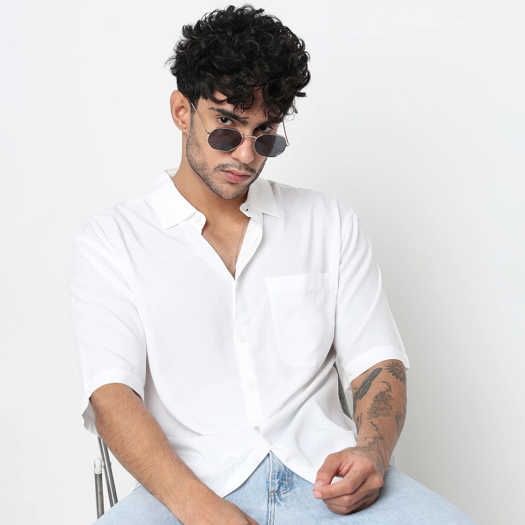 Cotton Solid Cuban Shirt