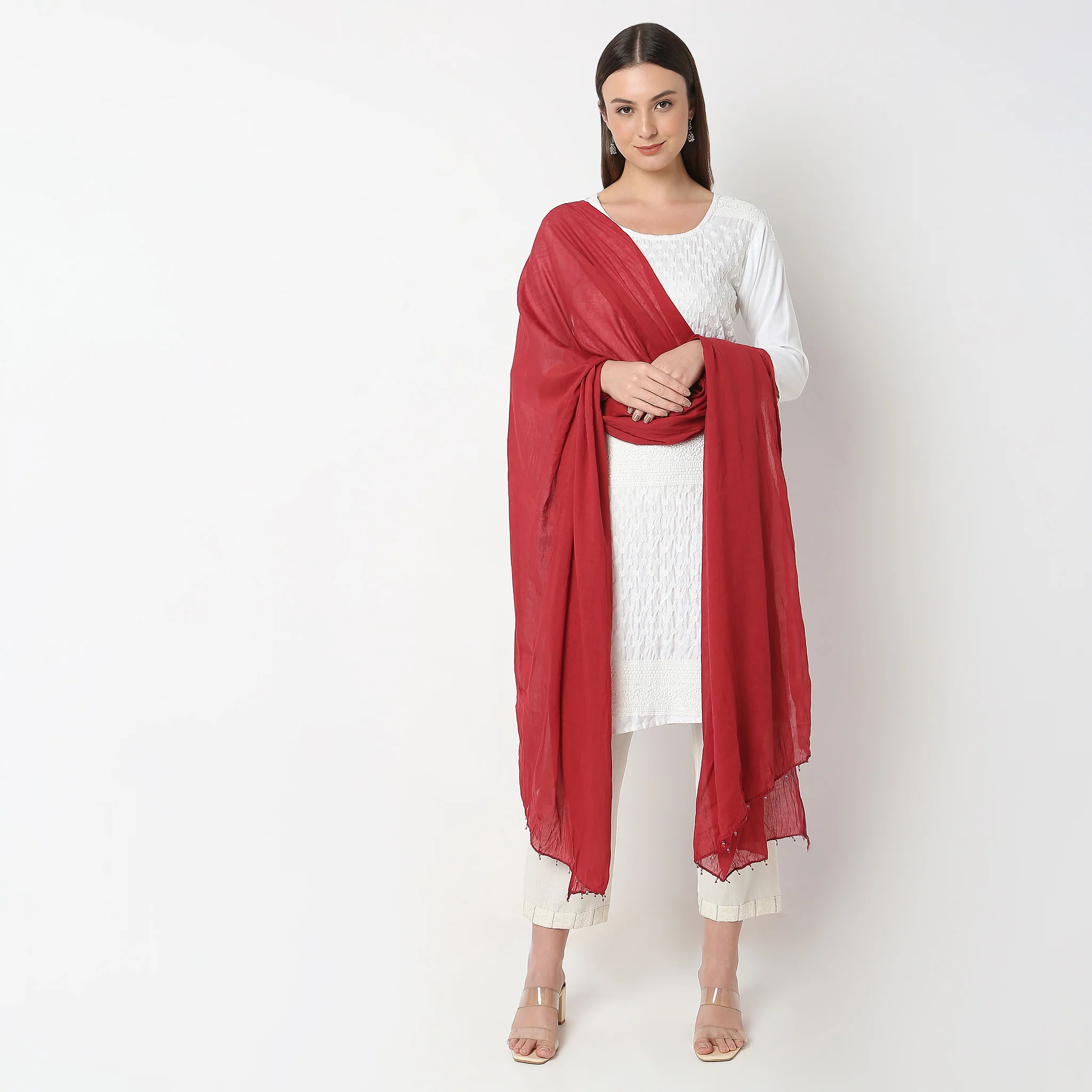 Woven Cotton Solid Dupatta - Image 19