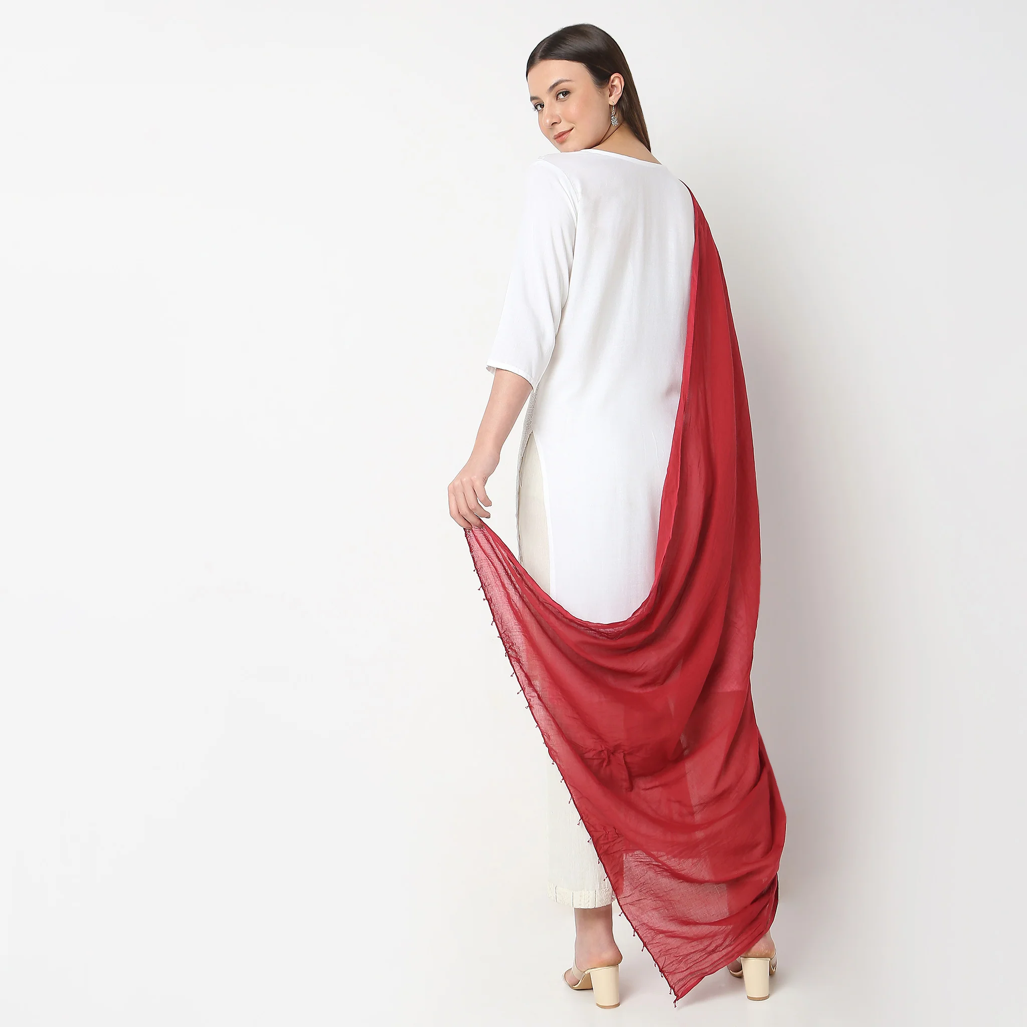 Woven Cotton Solid Dupatta - Image 20