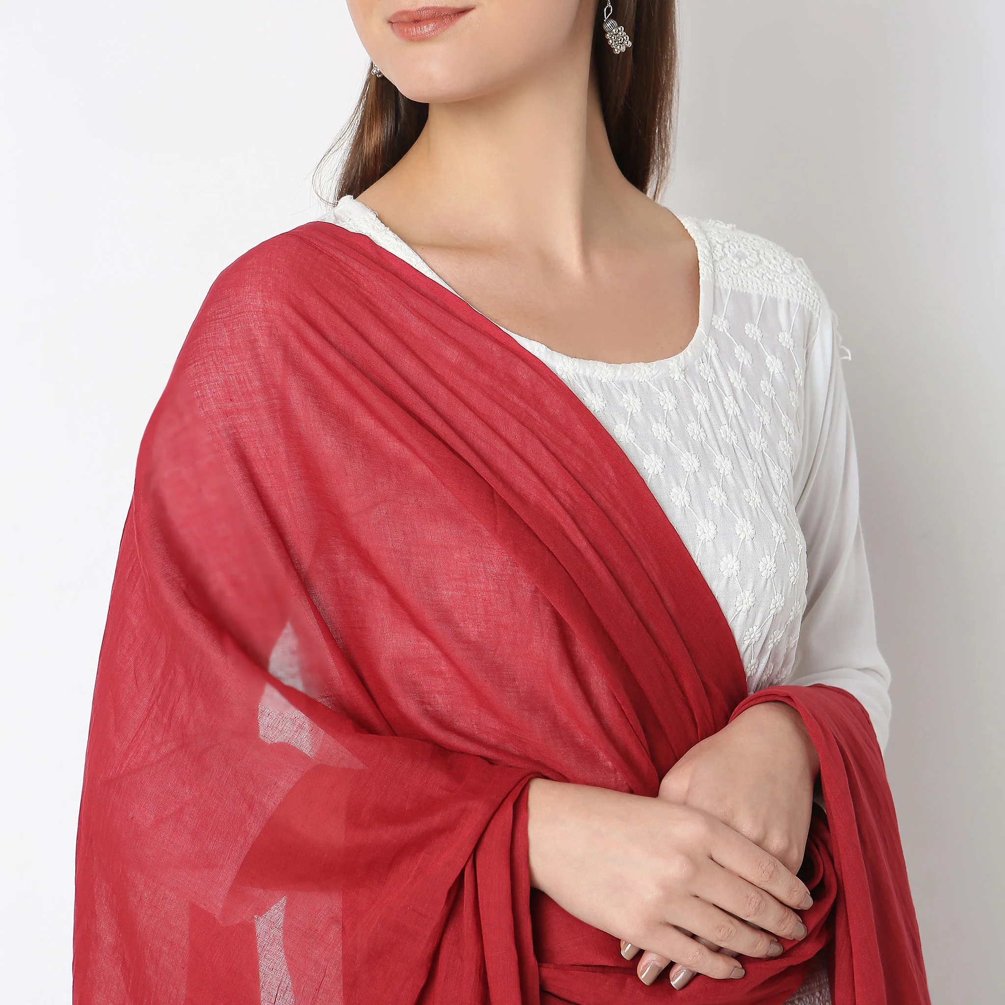 Woven Cotton Solid Dupatta - Image 21