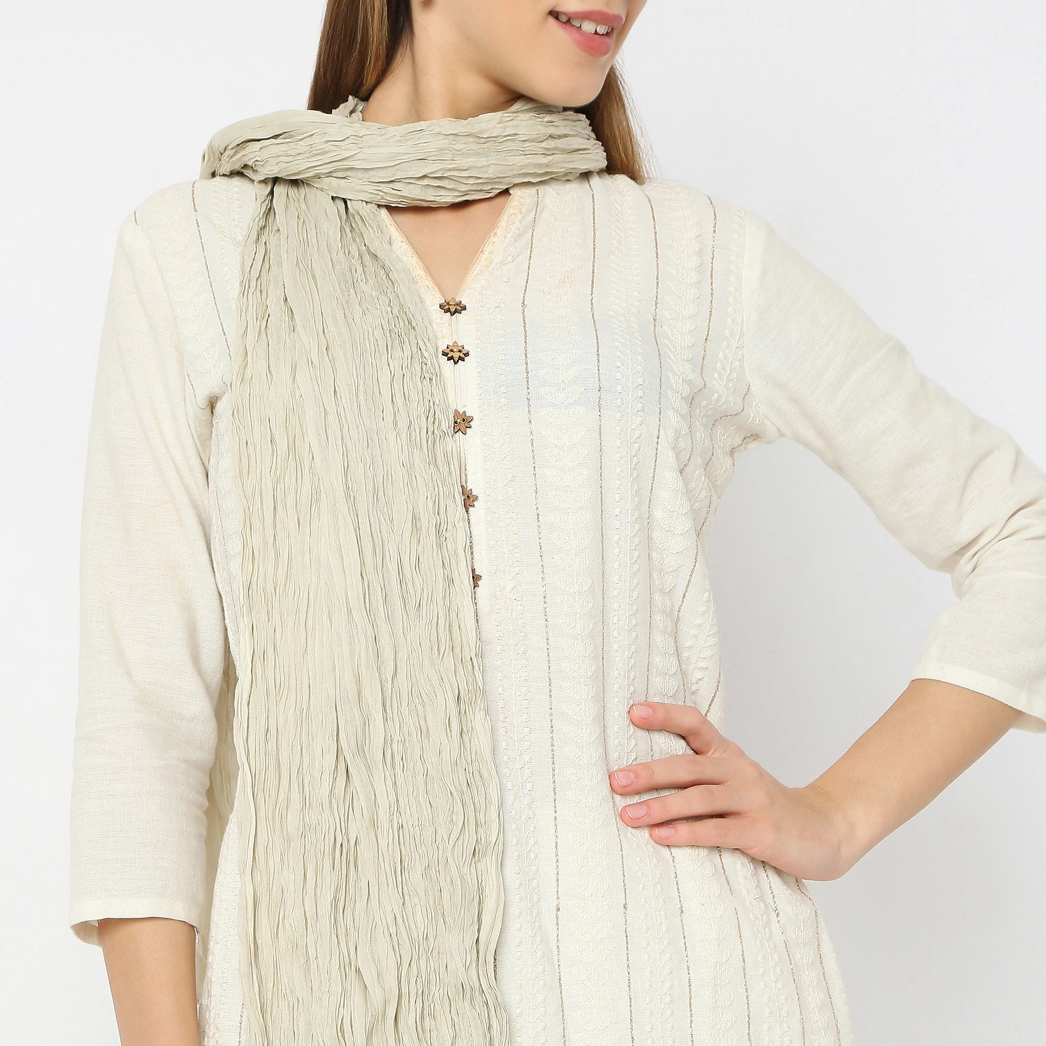 Woven Cotton Solid Dupatta - Image 30