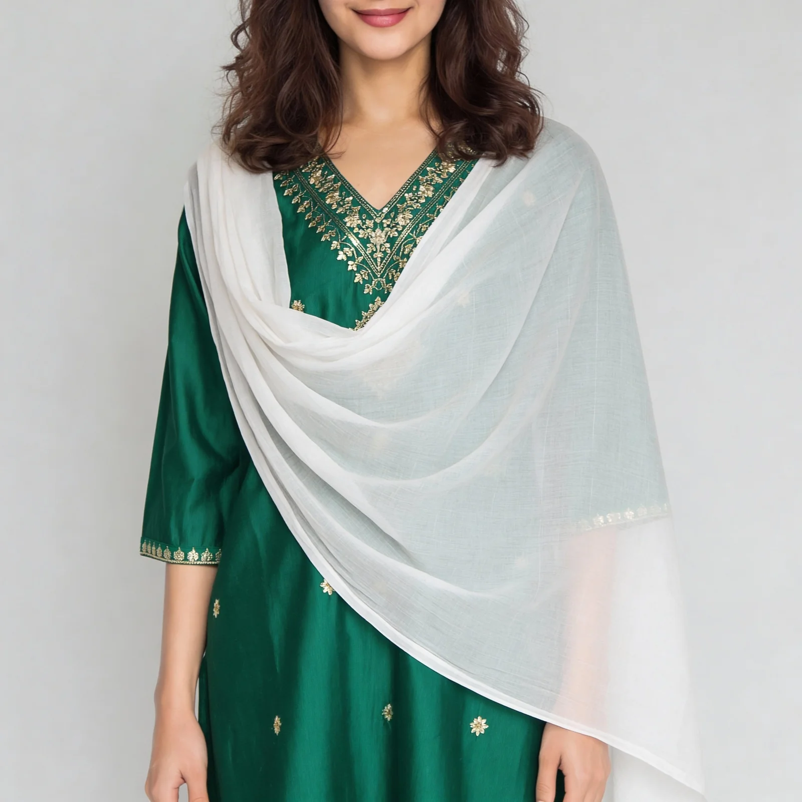 Woven Cotton Solid Dupatta - Image 34