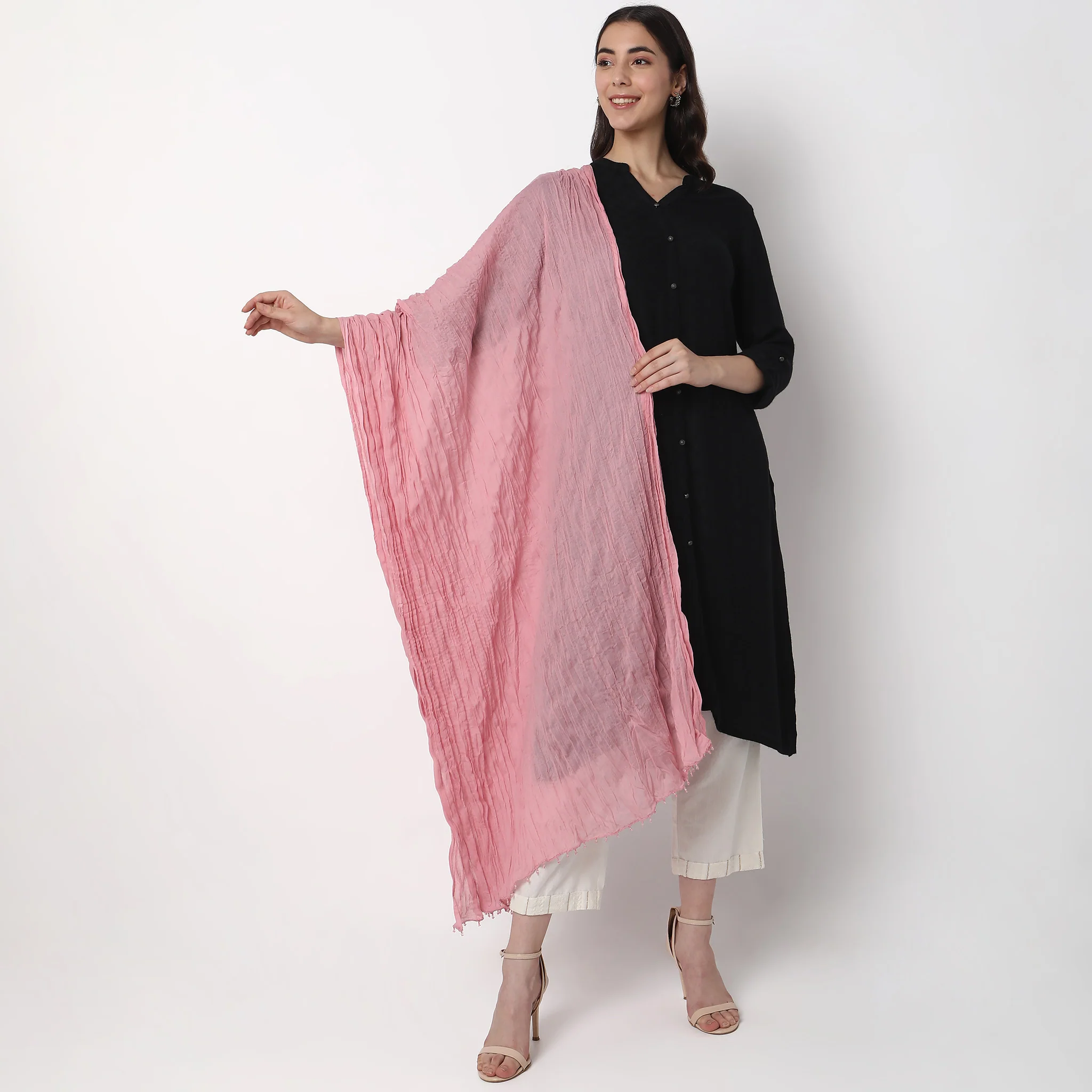 Woven Cotton Solid Dupatta - Image 4
