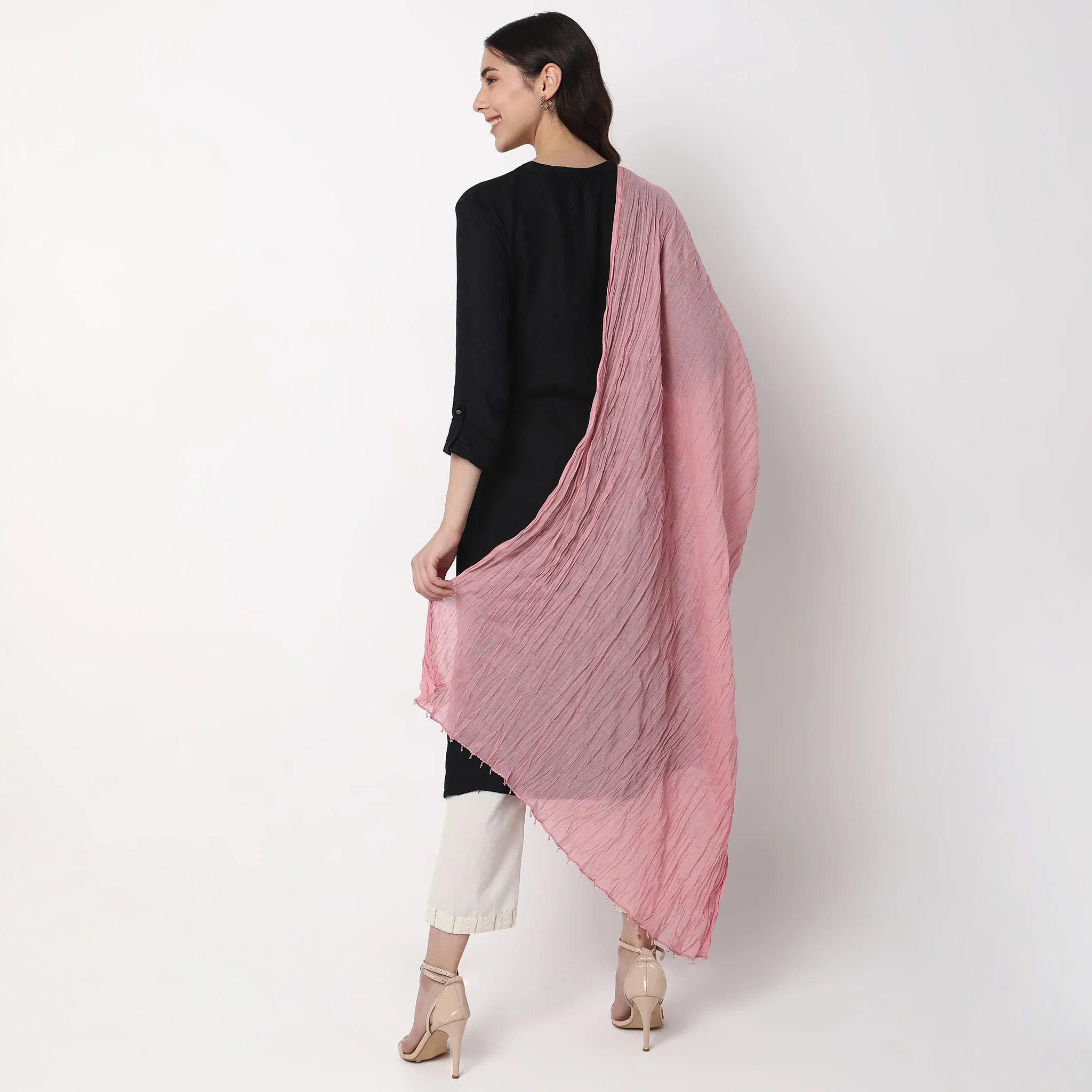 Woven Cotton Solid Dupatta - Image 5