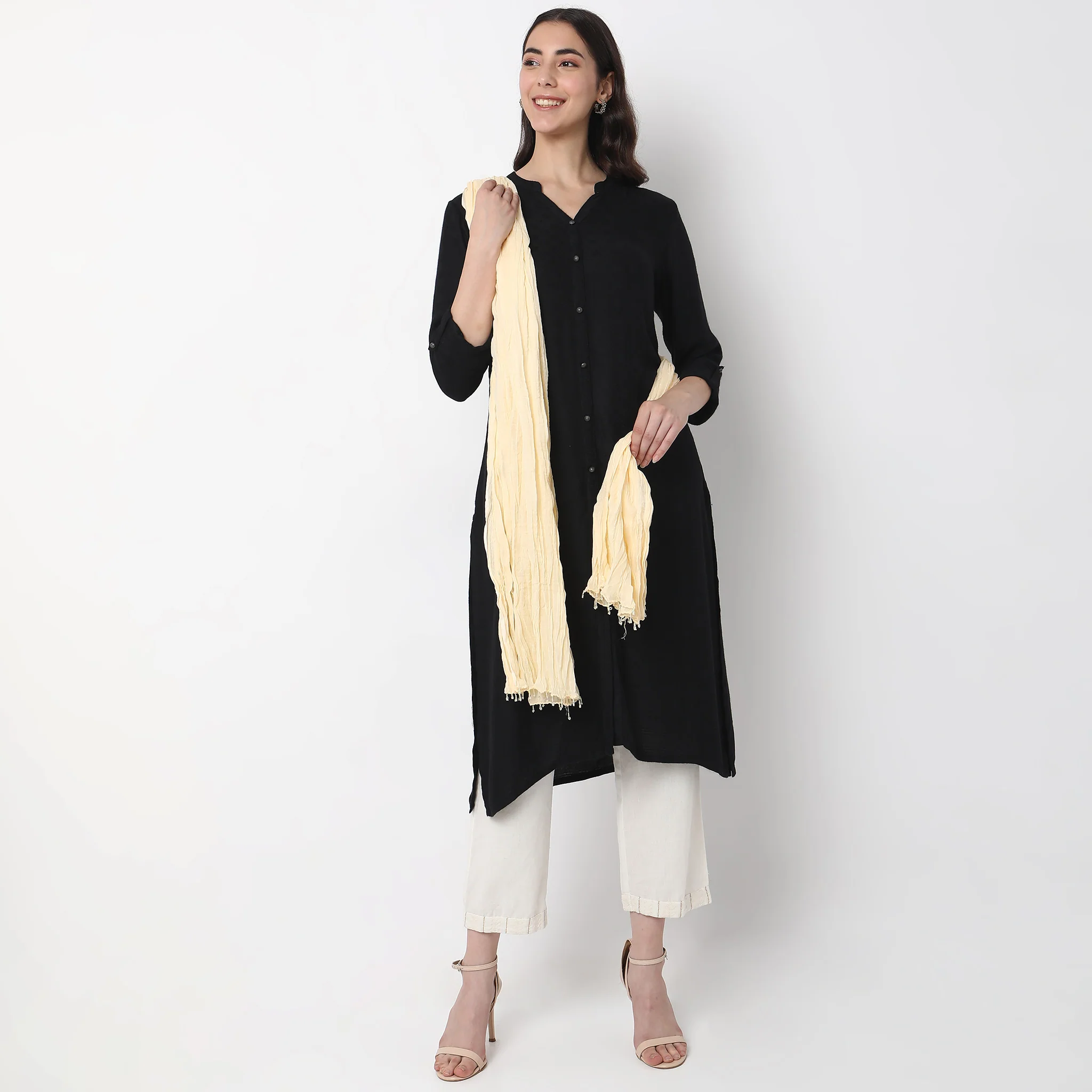 Woven Cotton Solid Dupatta - Image 7
