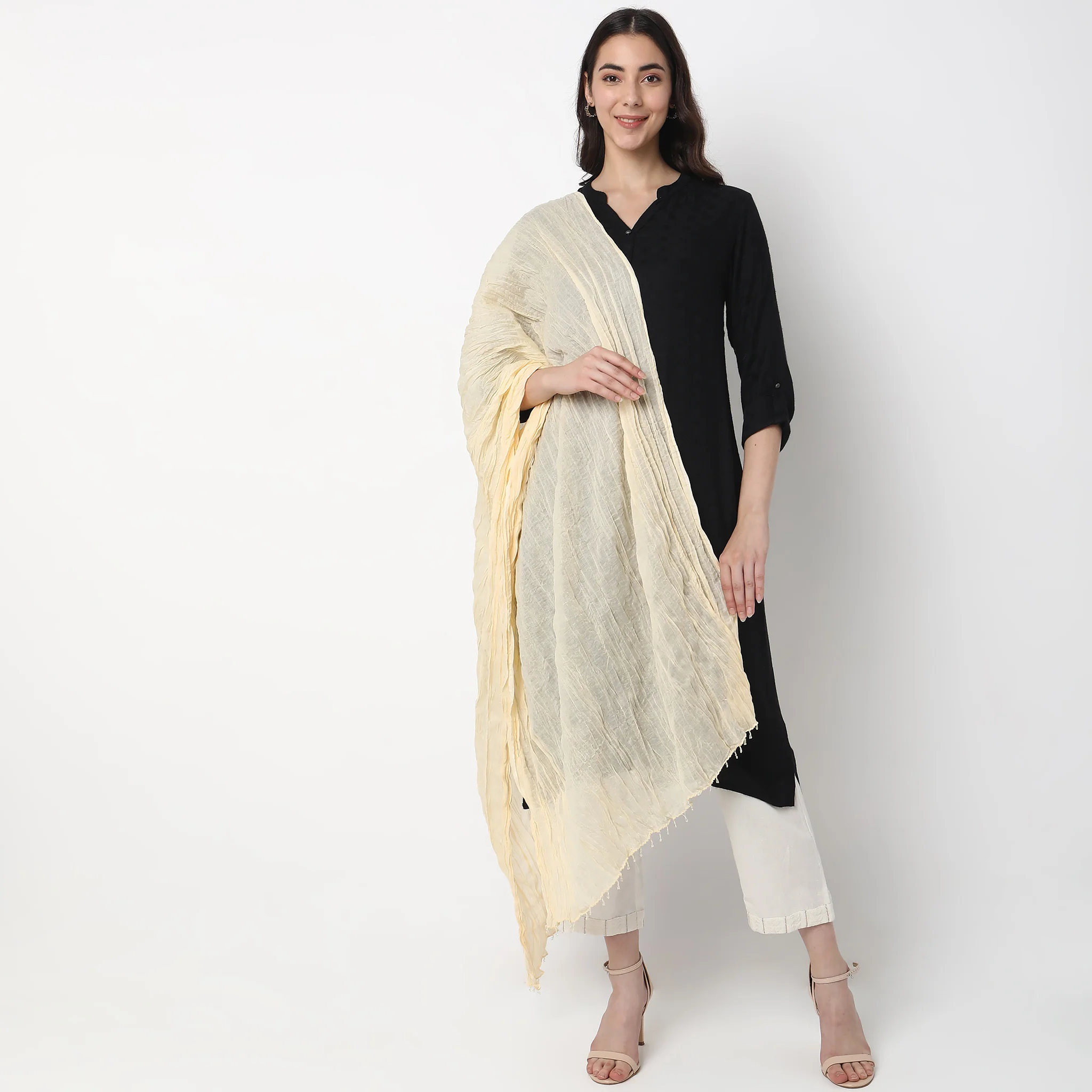 Woven Cotton Solid Dupatta - Image 9