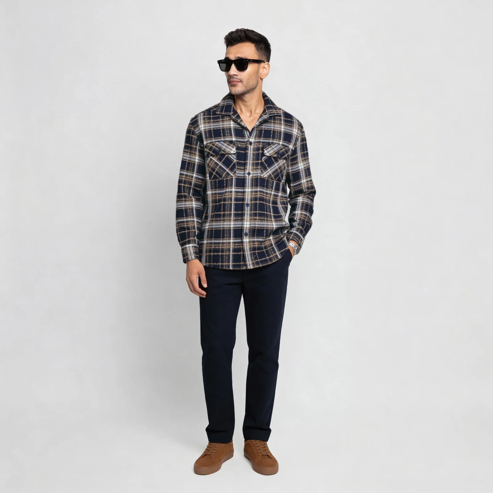 Checkered Cuban Collar Shaket