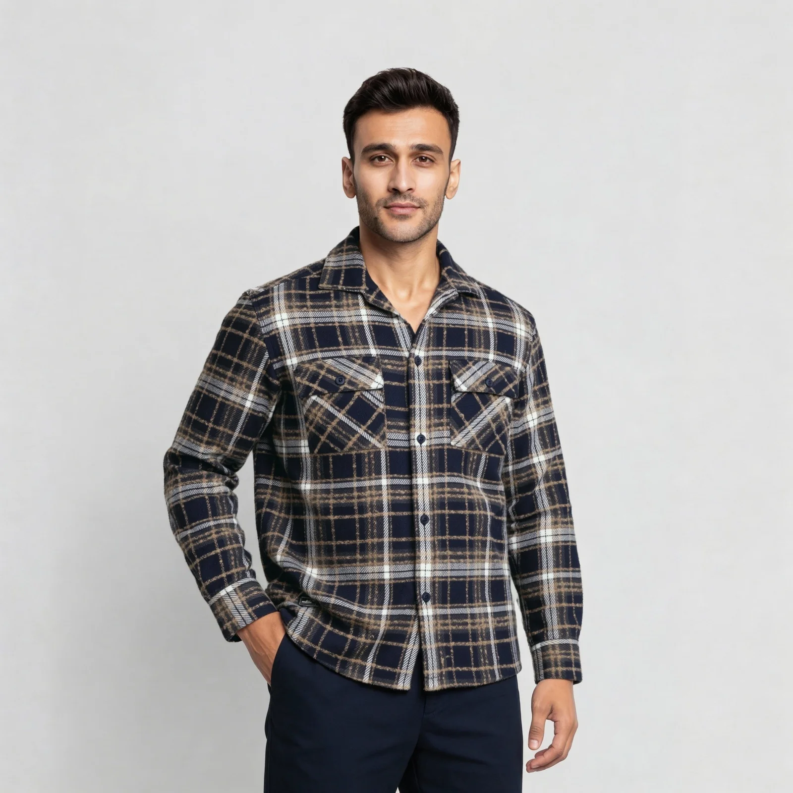 Checkered Cuban Collar Shaket - Image 2