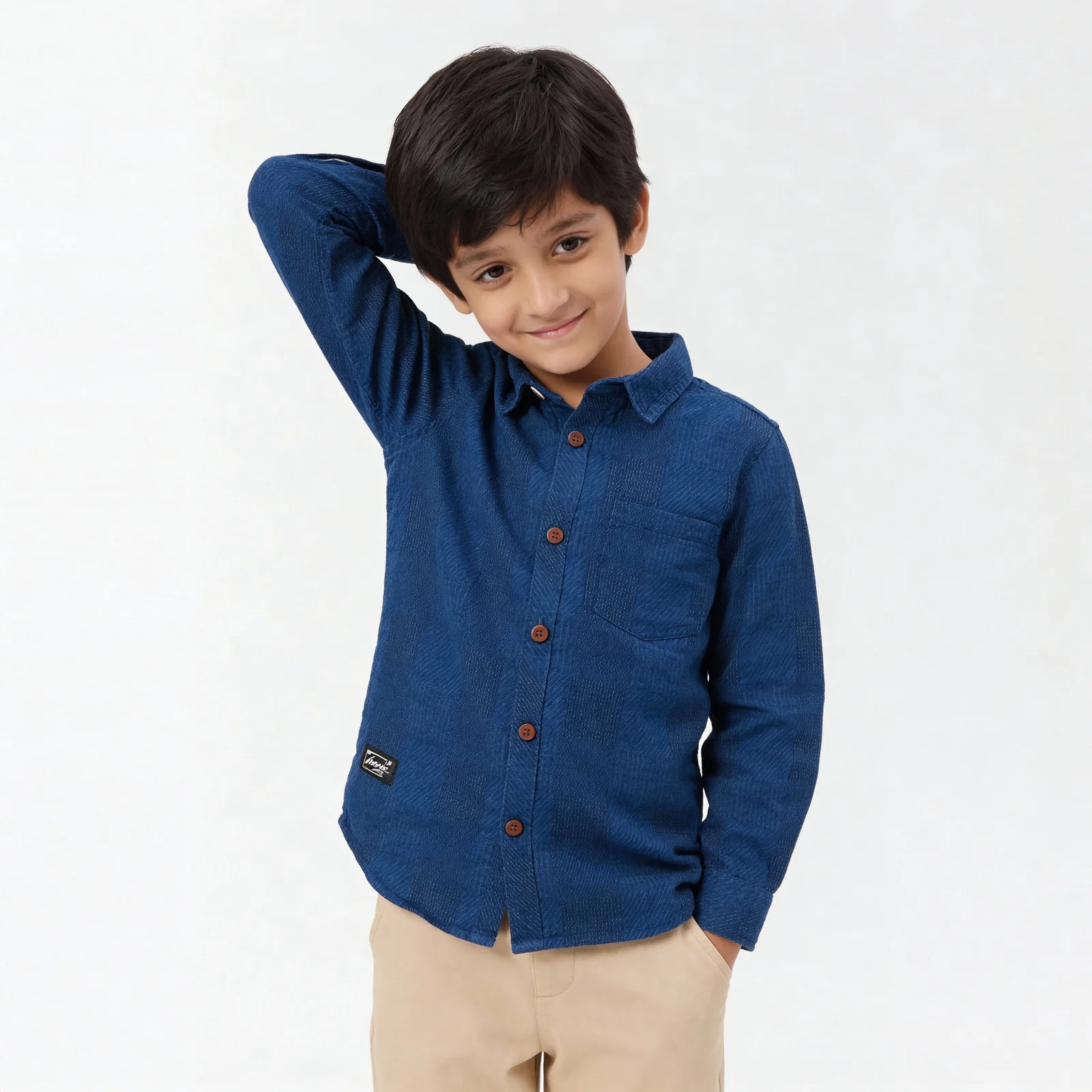Boys Cotton Solid Shirt - Image 2