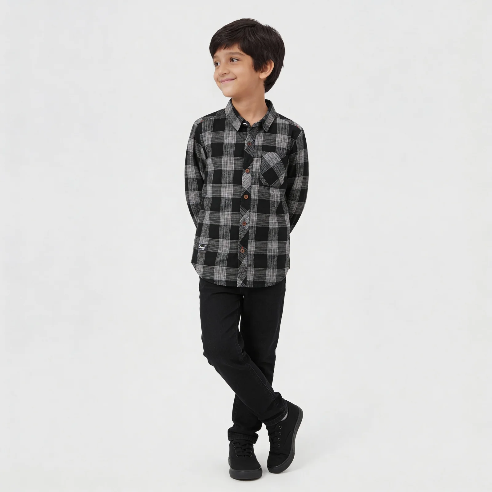 Boys Cotton Checkered Shirt
