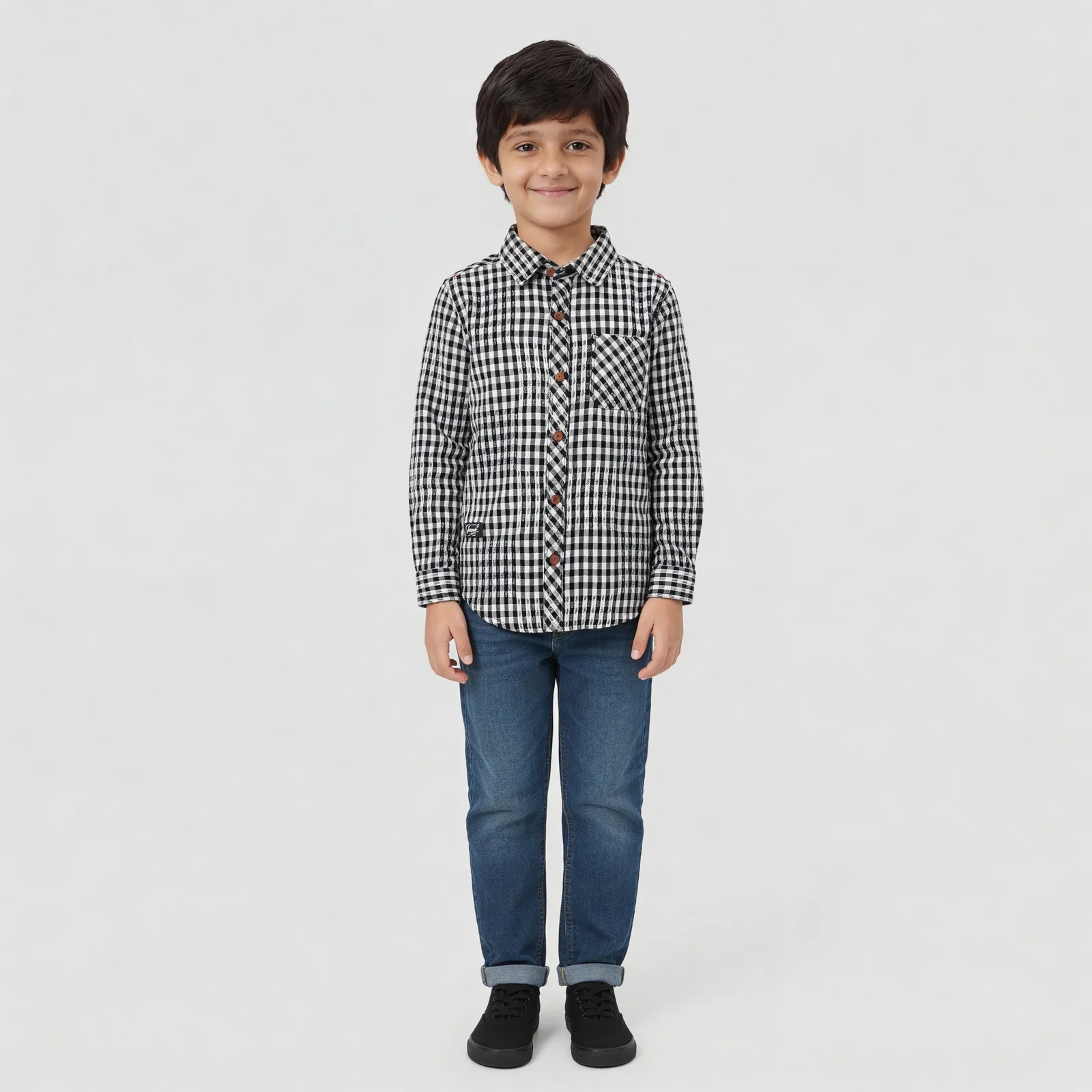 Boys Cotton Checkered Shirt