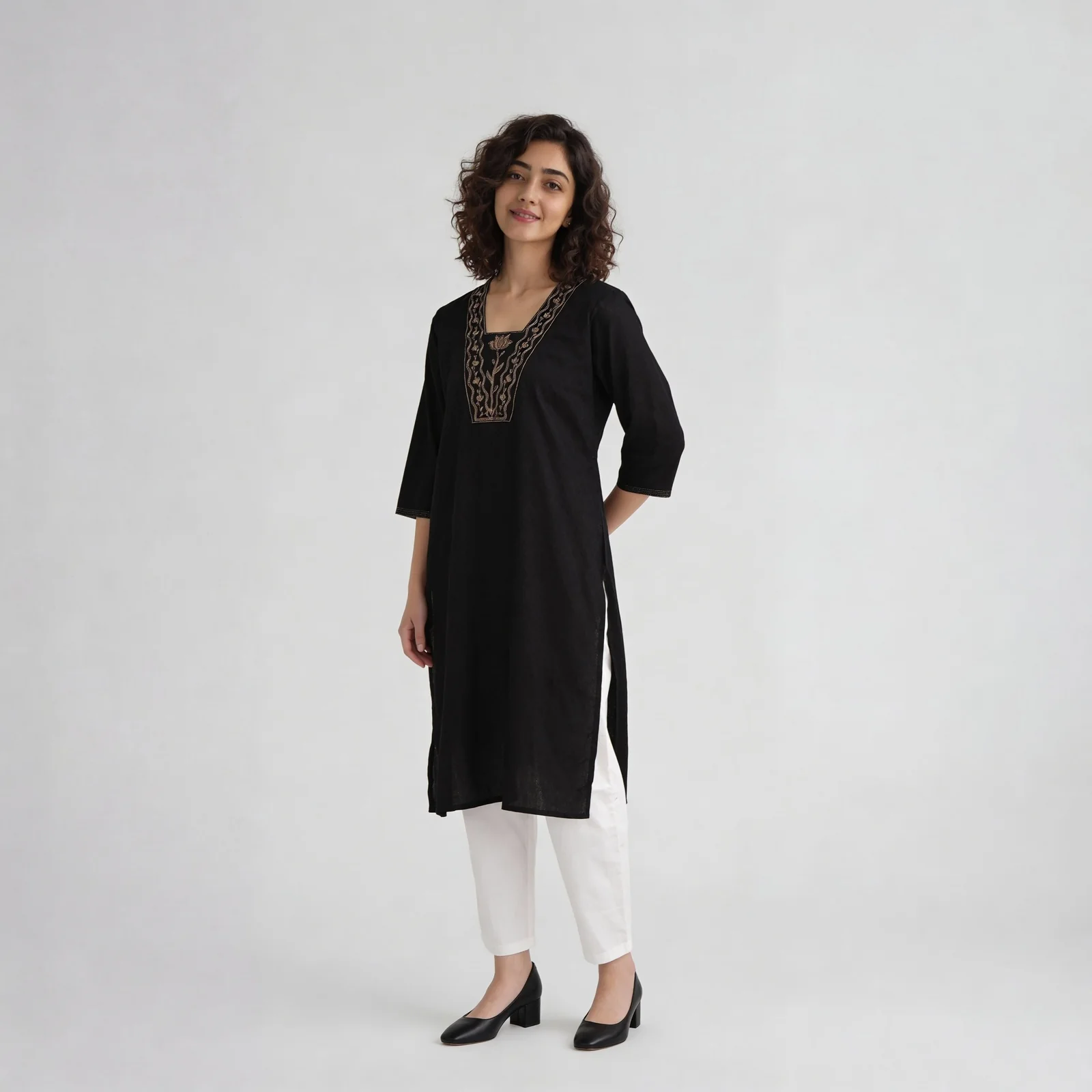 Embroidered Yoke Long Kurta - Image 5