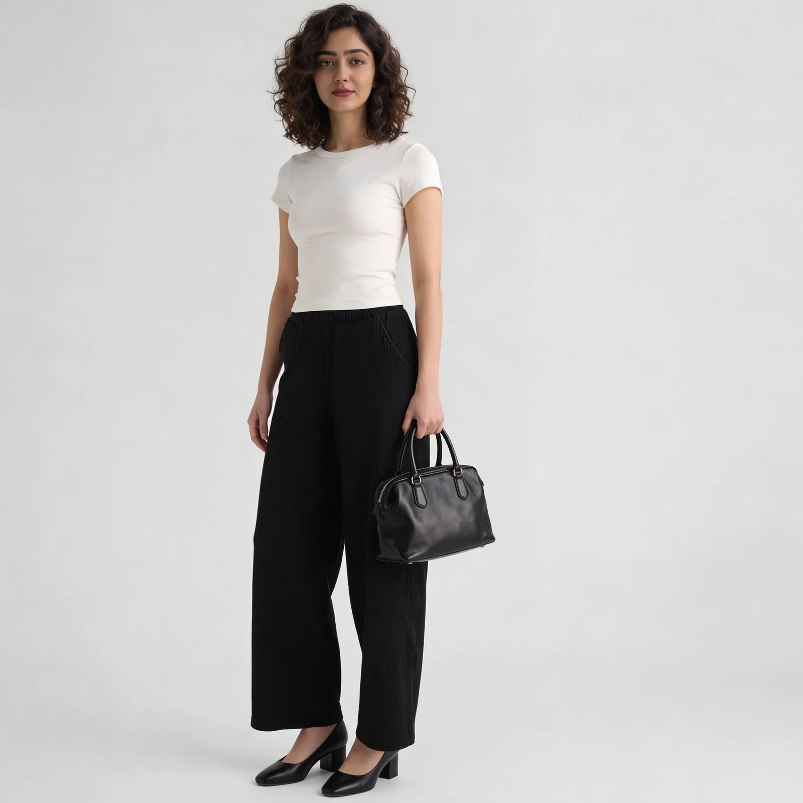 Denim Pull On Knit Palazzo