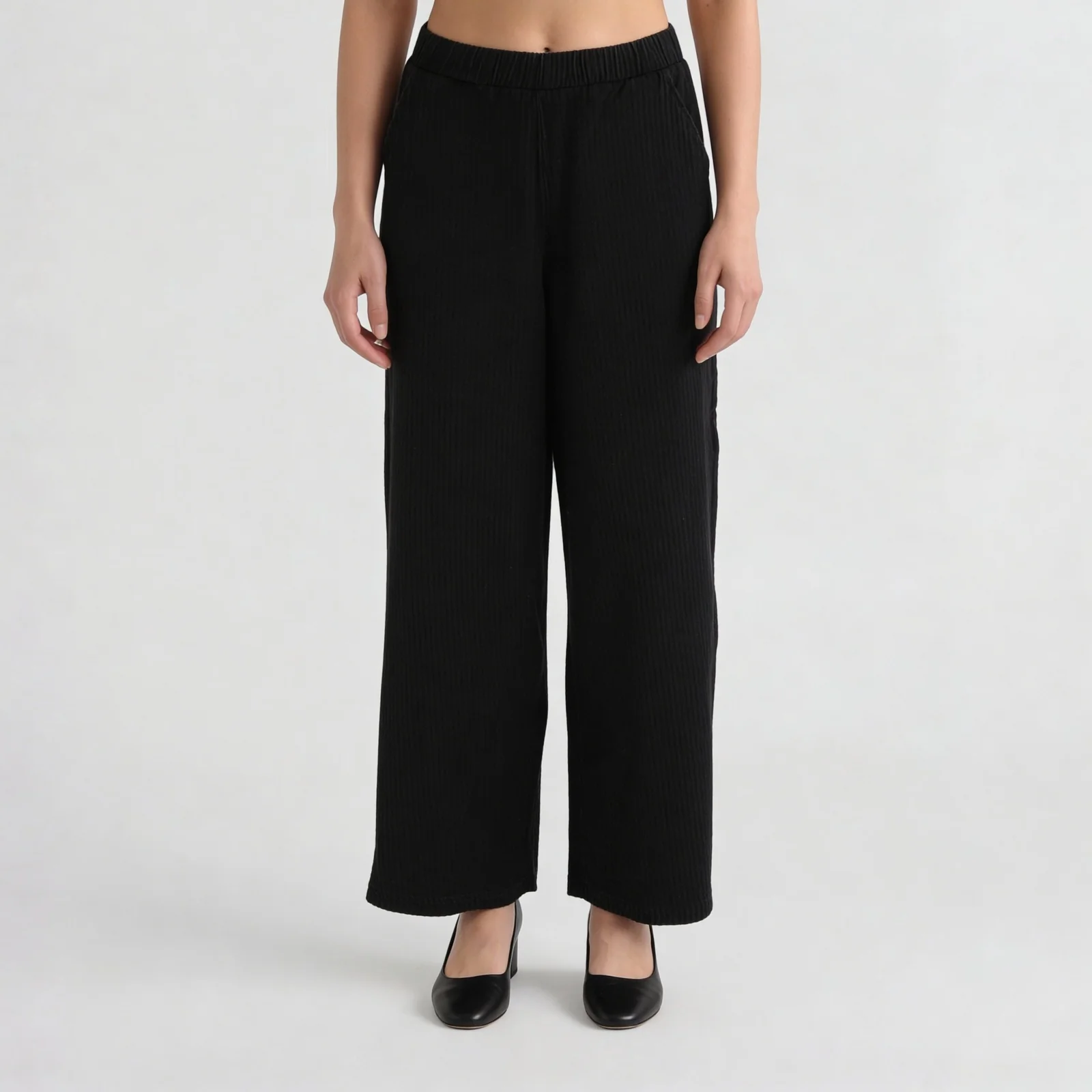 Denim Pull On Knit Palazzo - Image 2