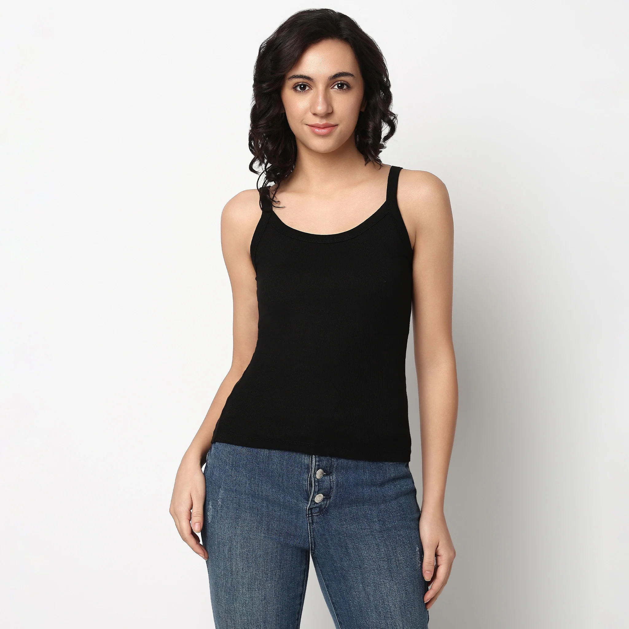 Solid Ribbed Tank Top - Image 2