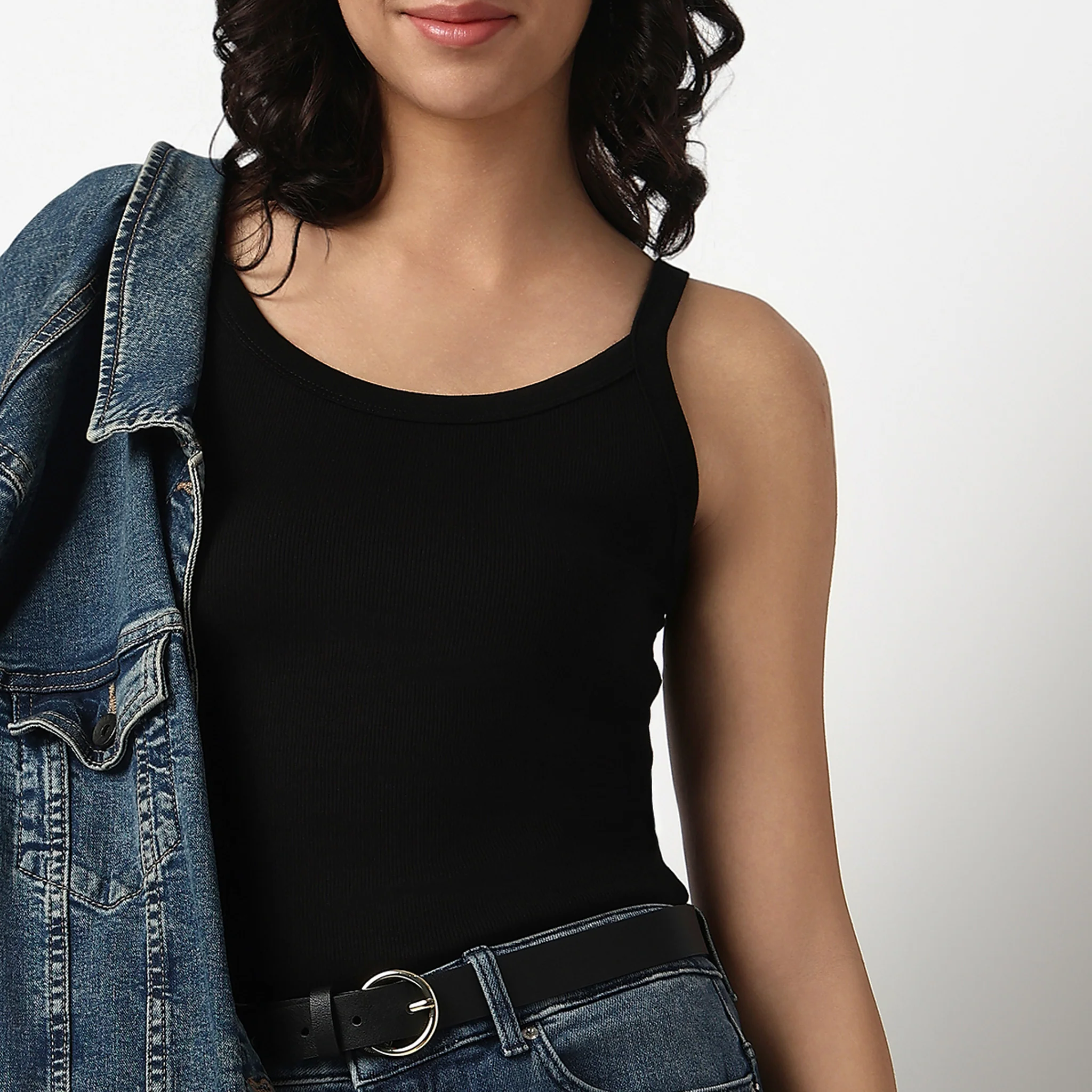 Solid Ribbed Tank Top - Image 4