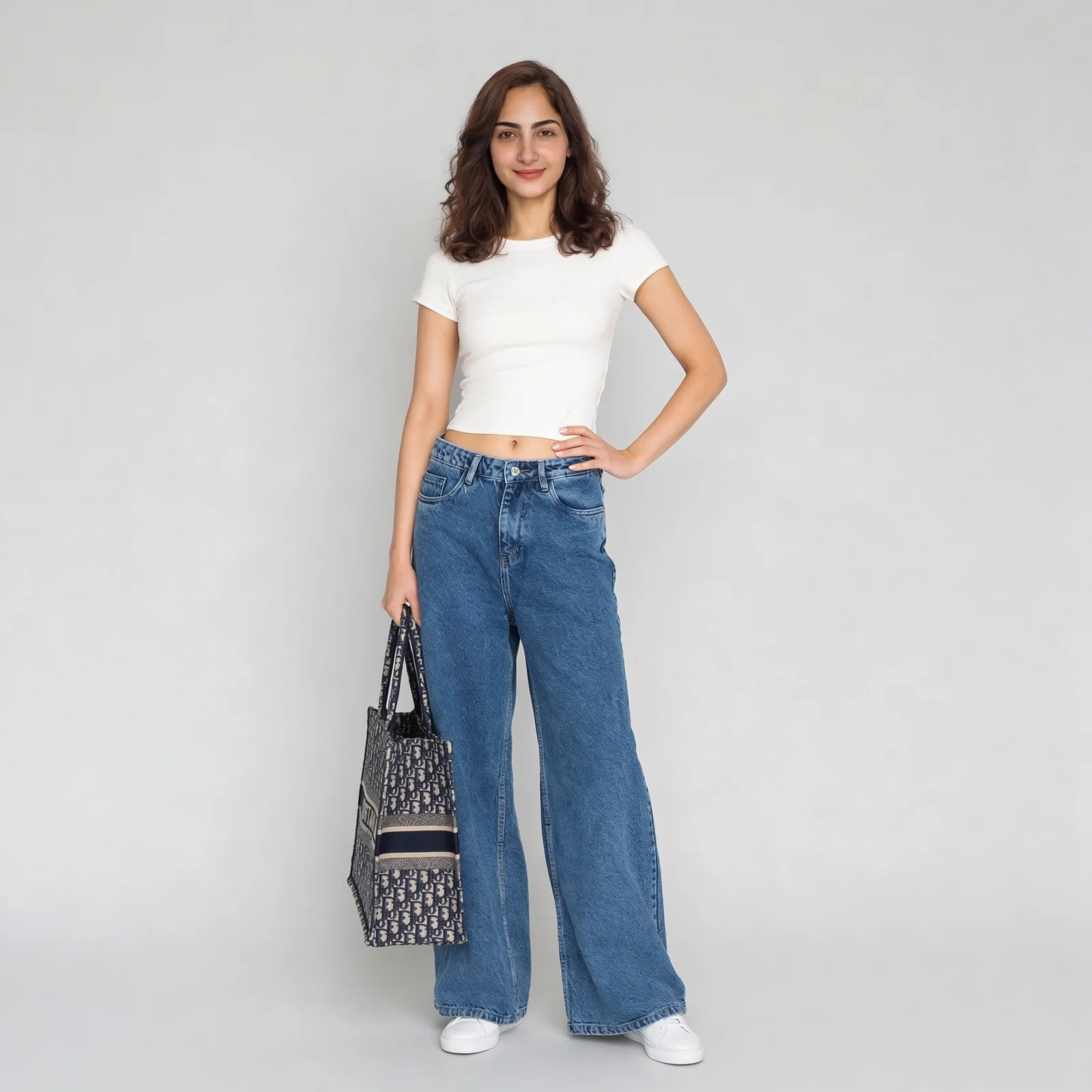 Basic Midstone Wide Leg Jeans