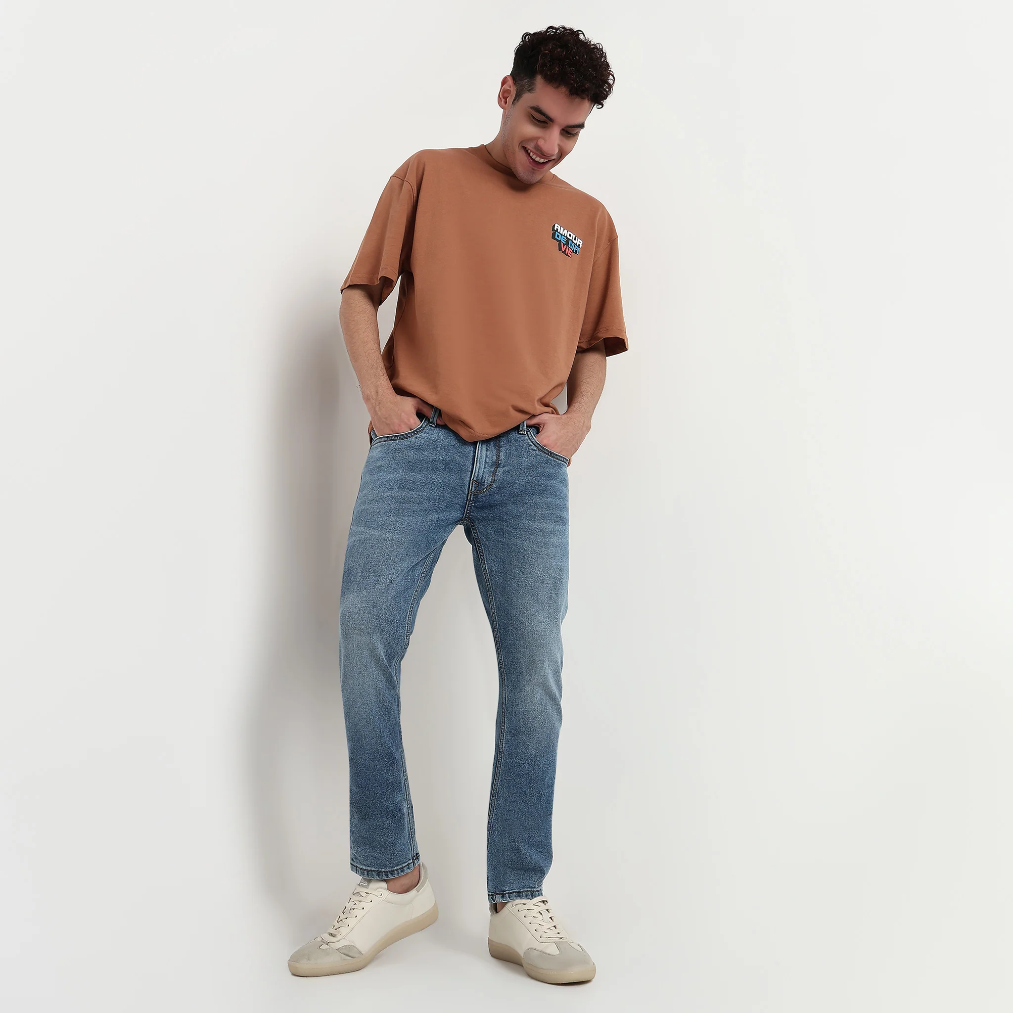 Slim Fit Ball Wash Jeans