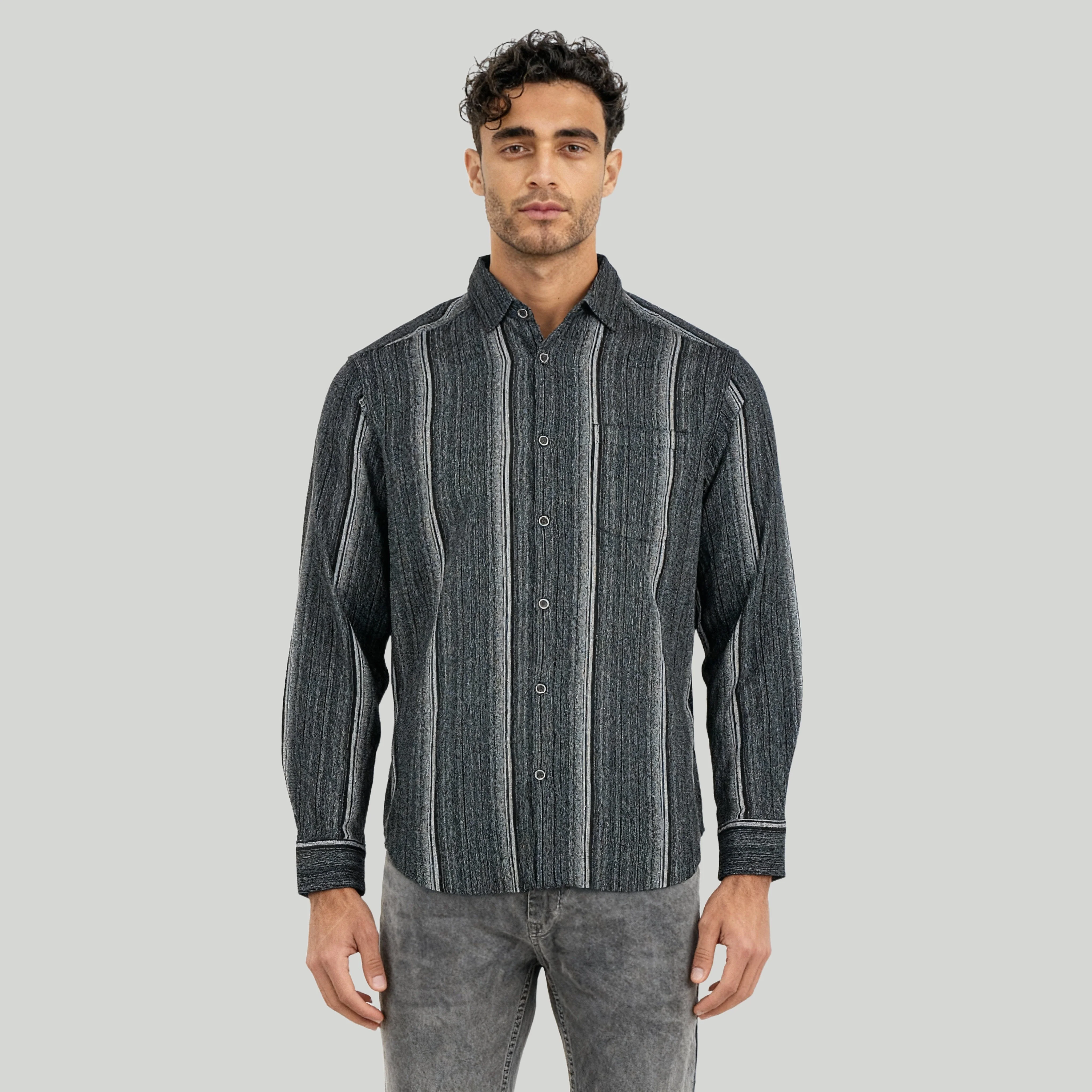Cotton Striped Cuban Shirt - Image 2