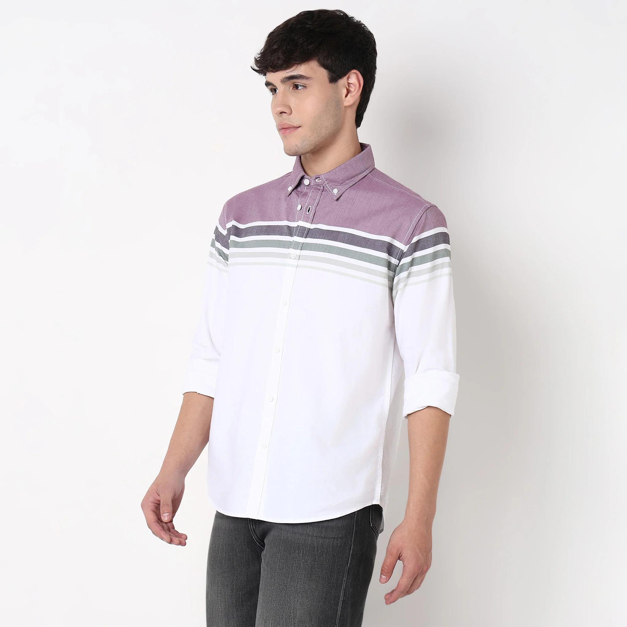 Cotton Striped Derby Shirt - Image 9