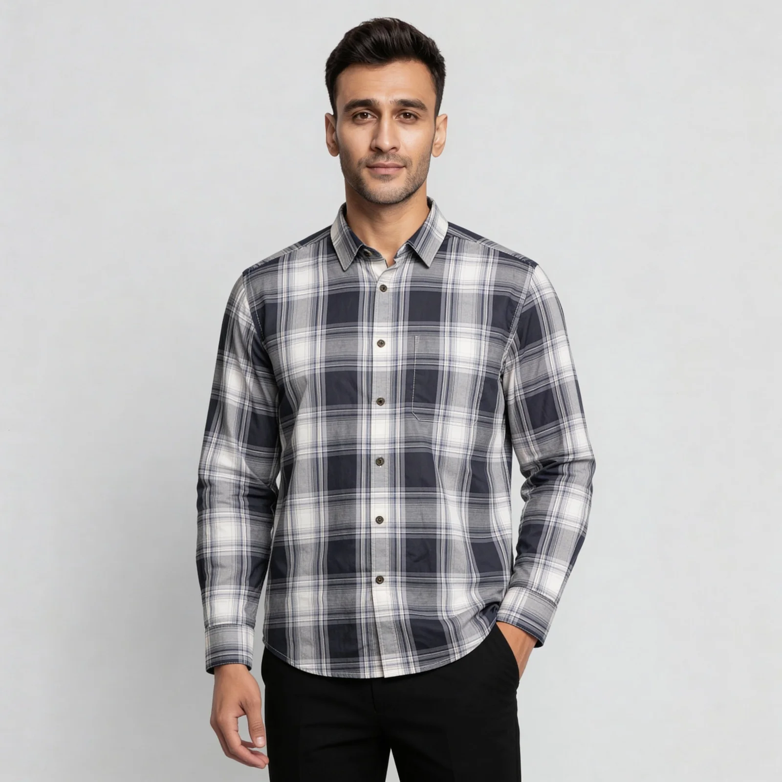 Cotton Checkered Shirt - Image 2