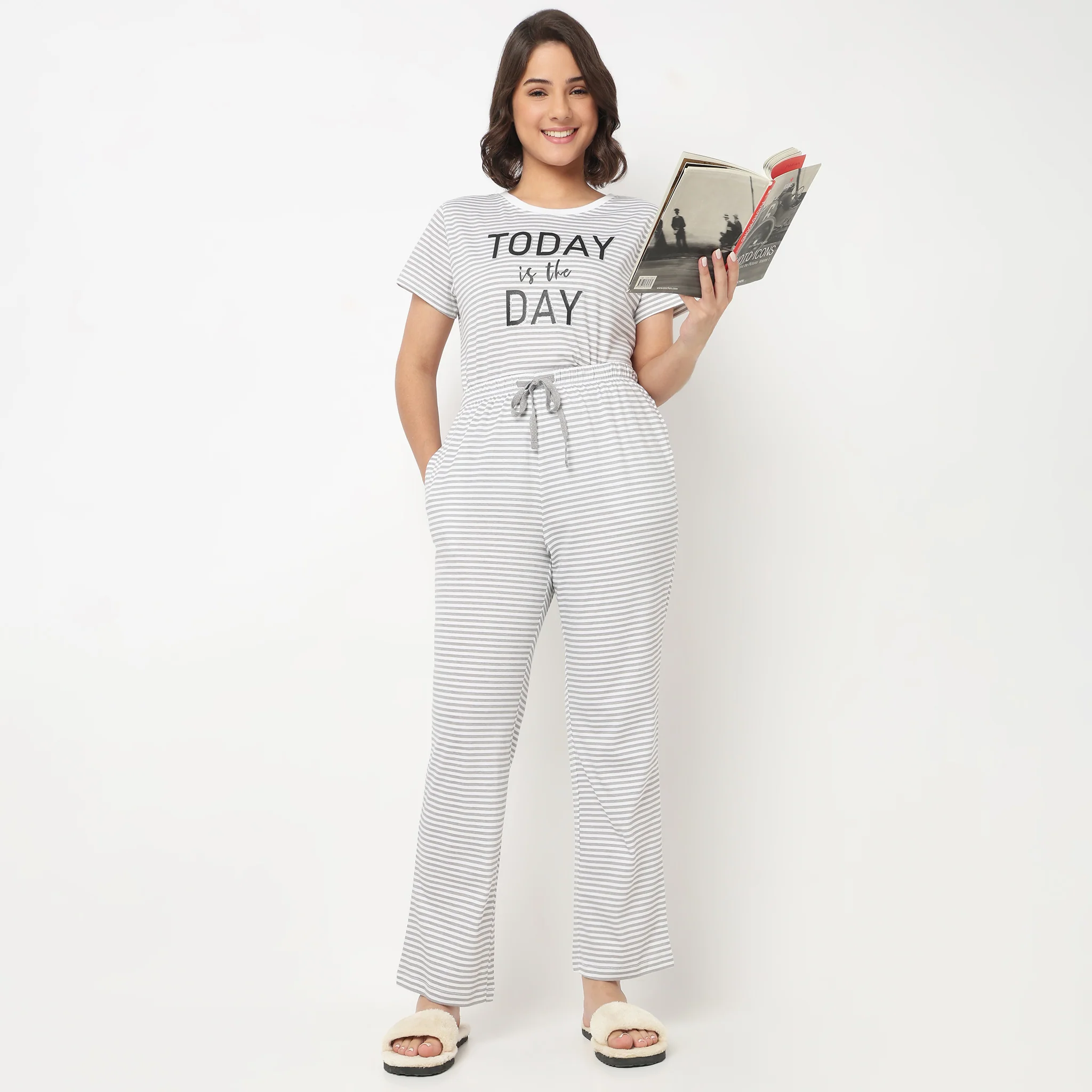 Cotton Striped Lounge Pyjama