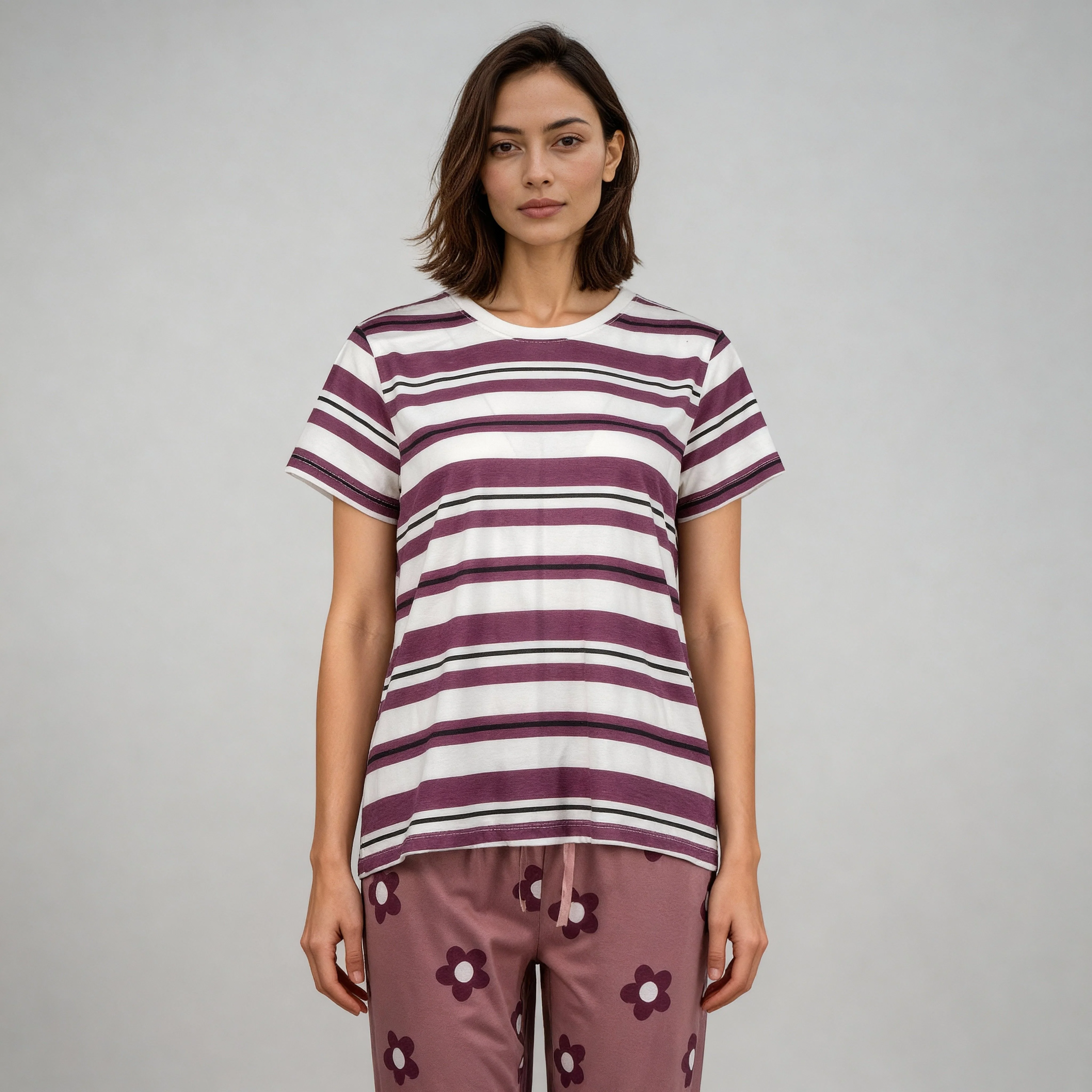 Cotton Striped Lounge T-Shirt - Image 2