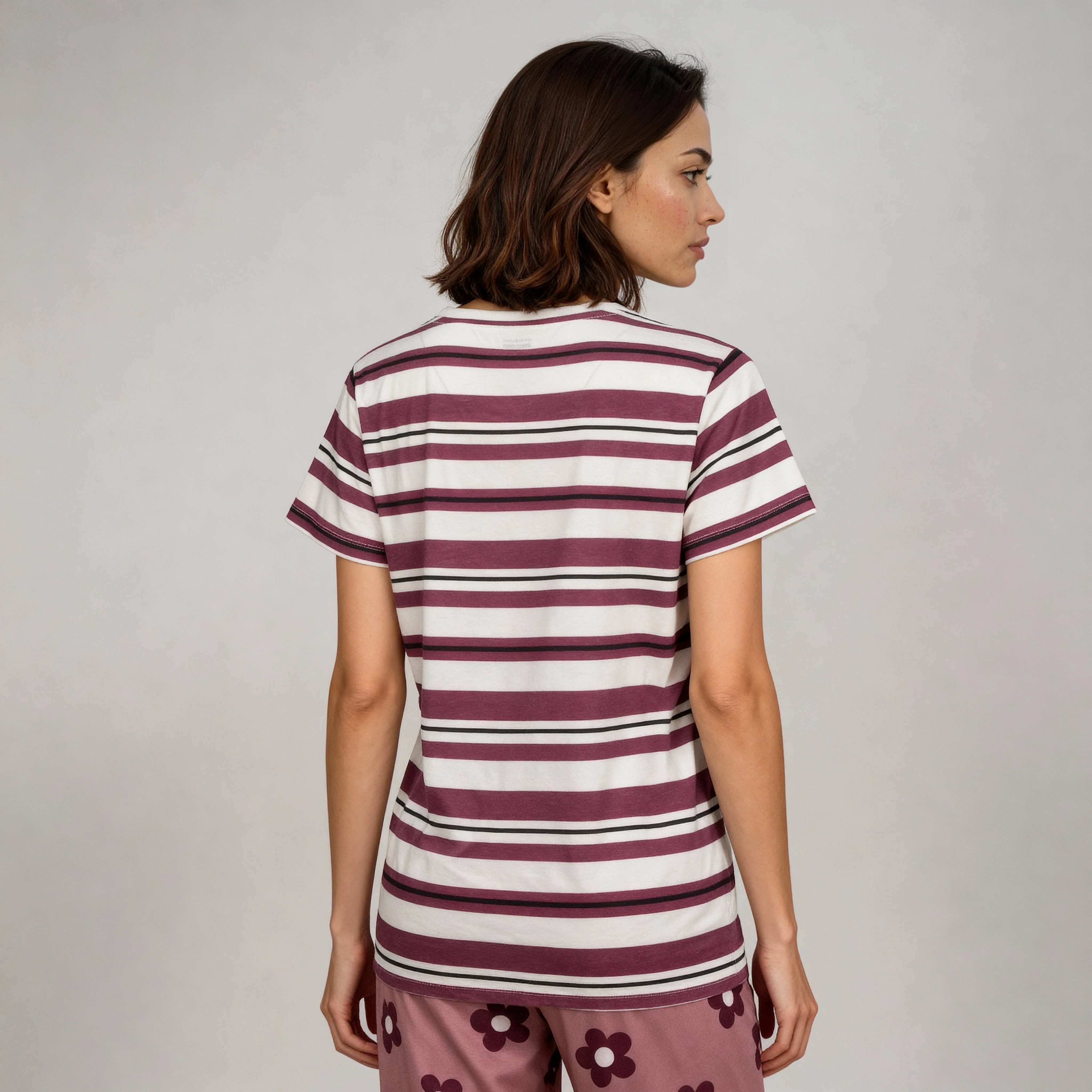 Cotton Striped Lounge T-Shirt - Image 3