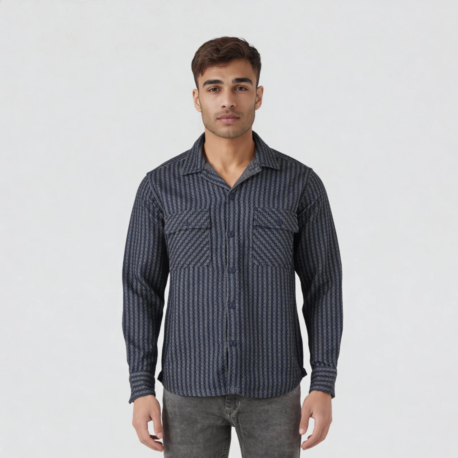 Cotton Striped Oversize Shacket - Image 4