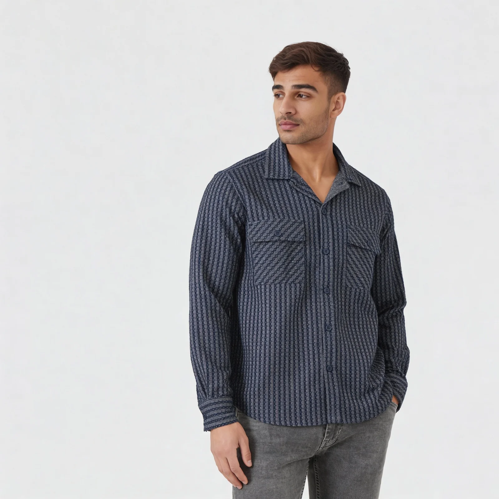Cotton Striped Oversize Shacket - Image 5
