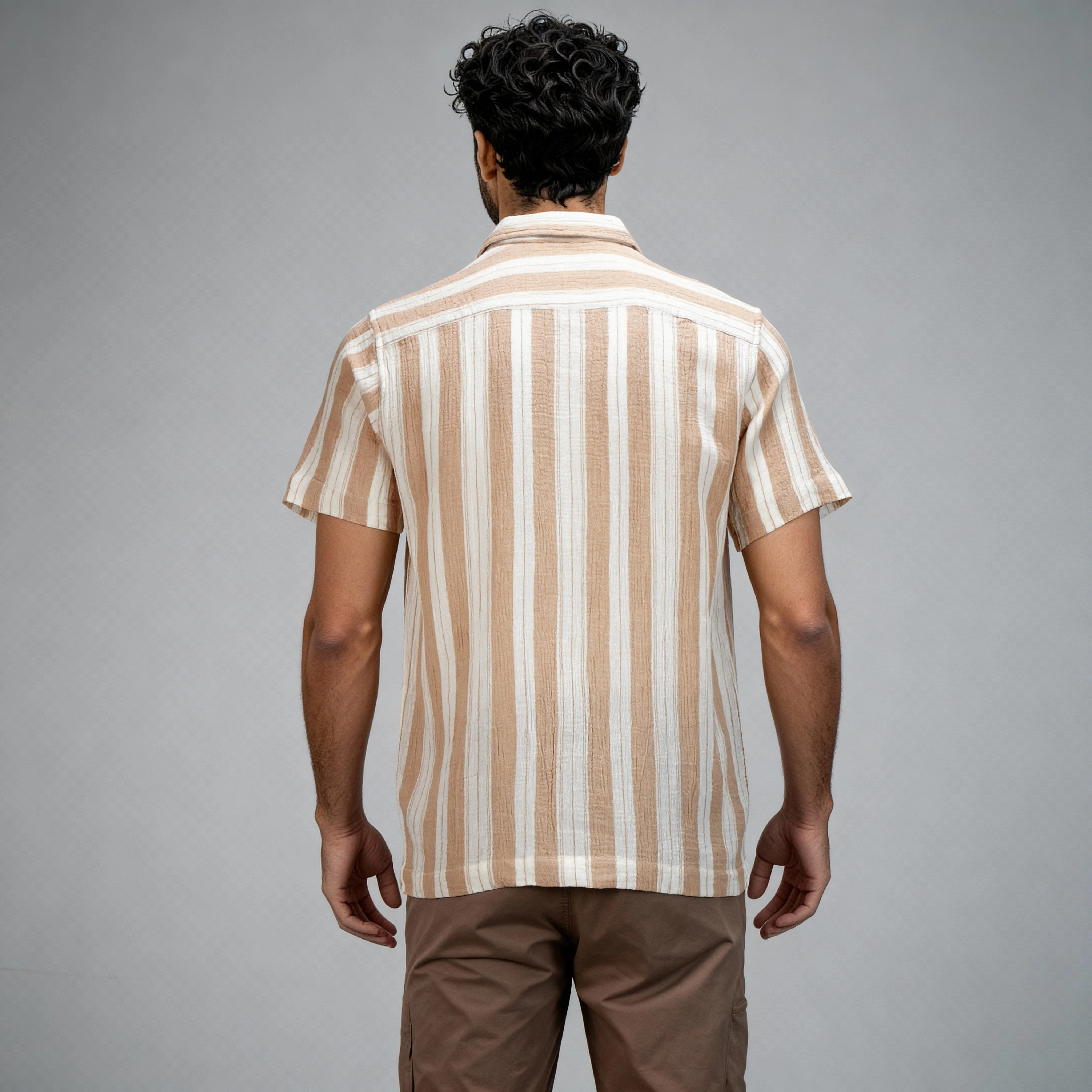 Cotton Striped Polo Neck Shirt - Image 3
