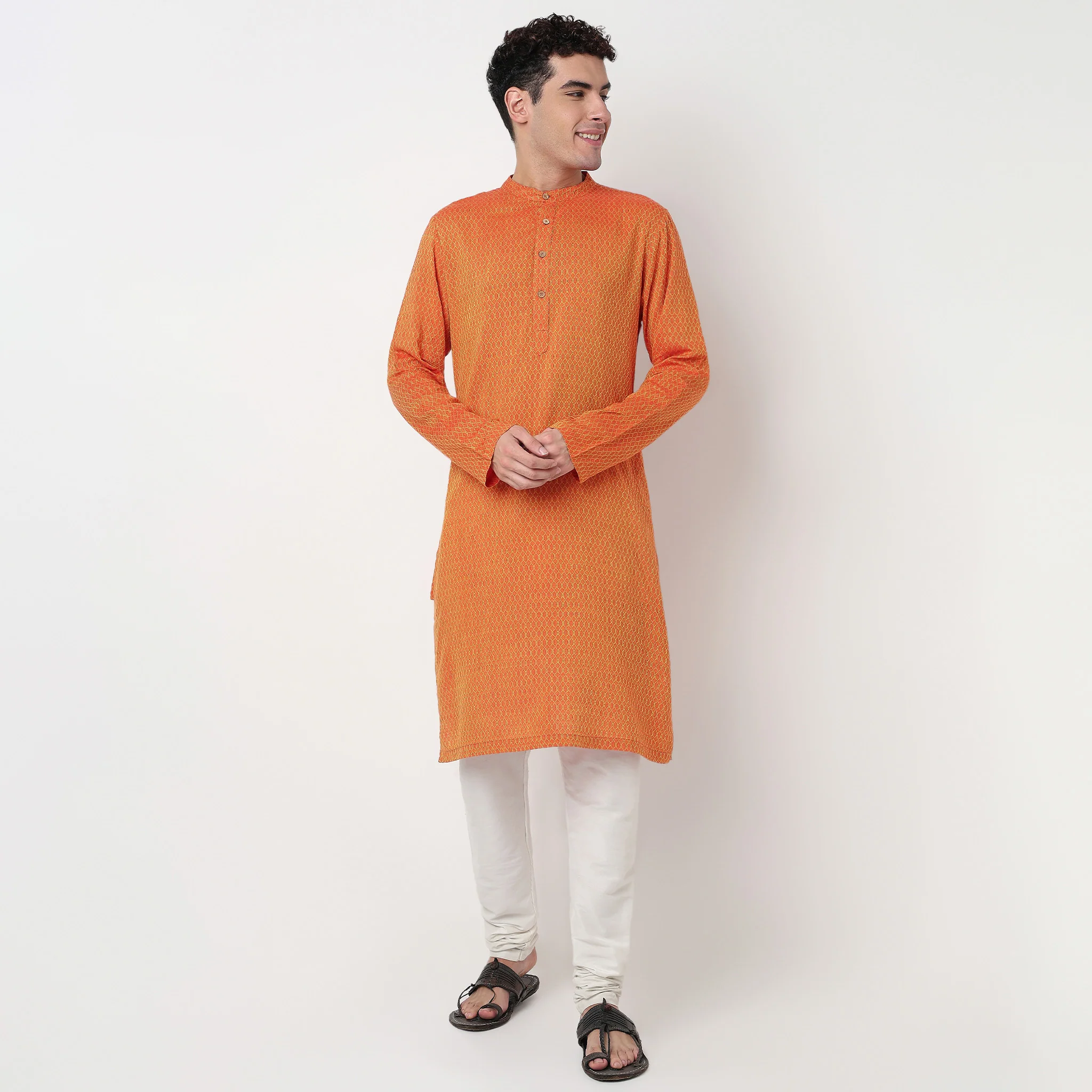 Structured Cotton Yarn Dyed Long Kurta - Image 2