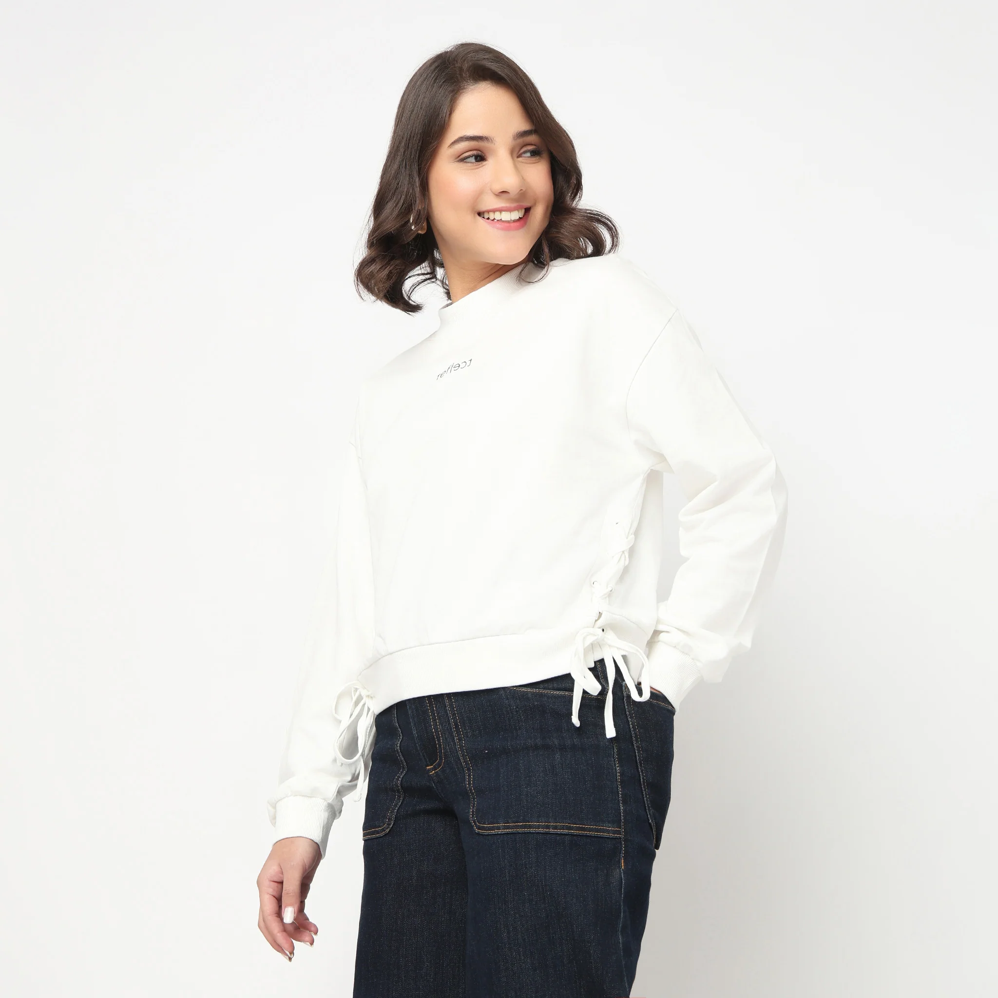 Cotton Sweat Tee With Side Ruching Detail - Image 5