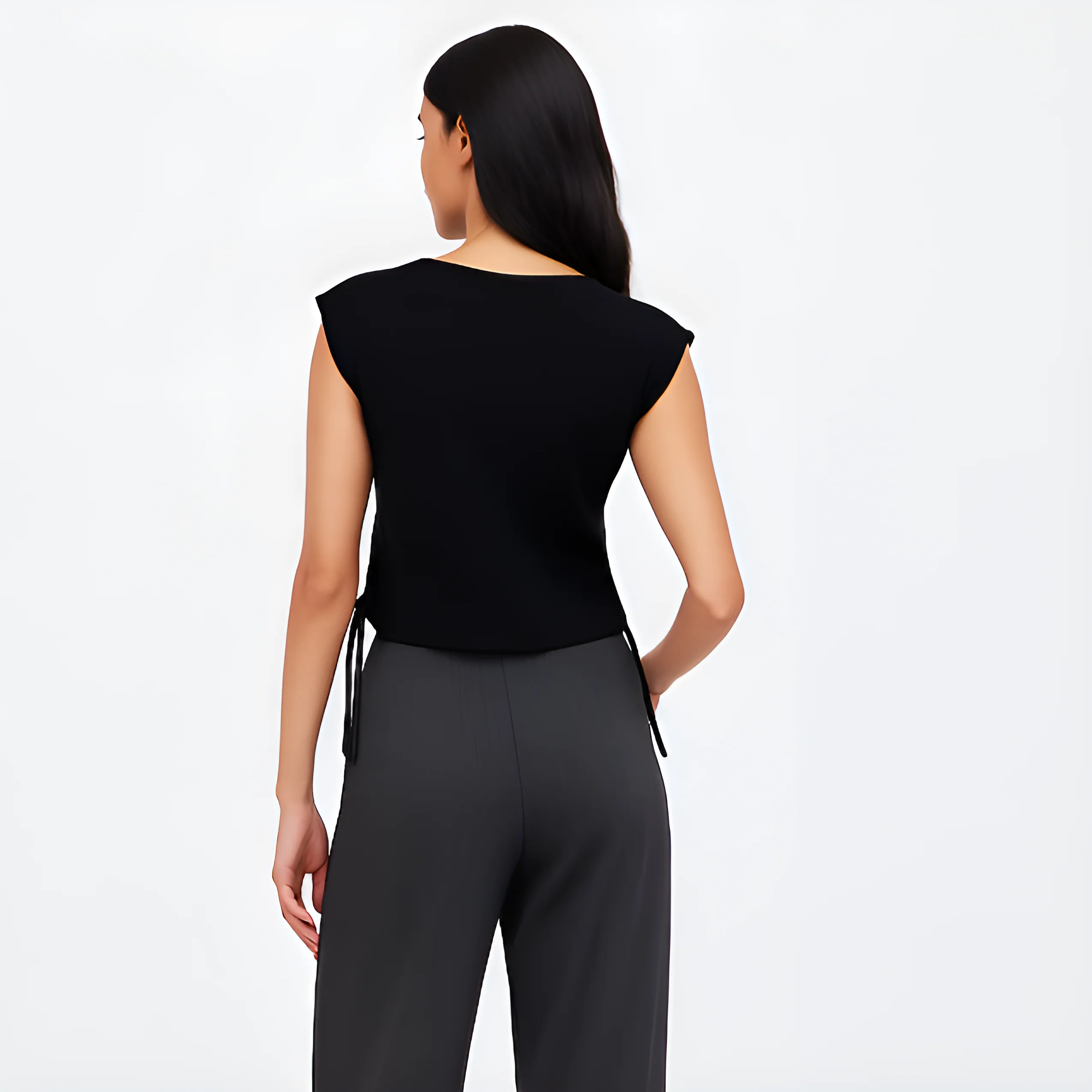 Cotton T-Shirt With Bow Detail & Side Ruching - Image 3