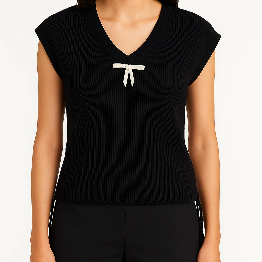 Cotton T-Shirt With Bow Detail & Side Ruching - Image 4