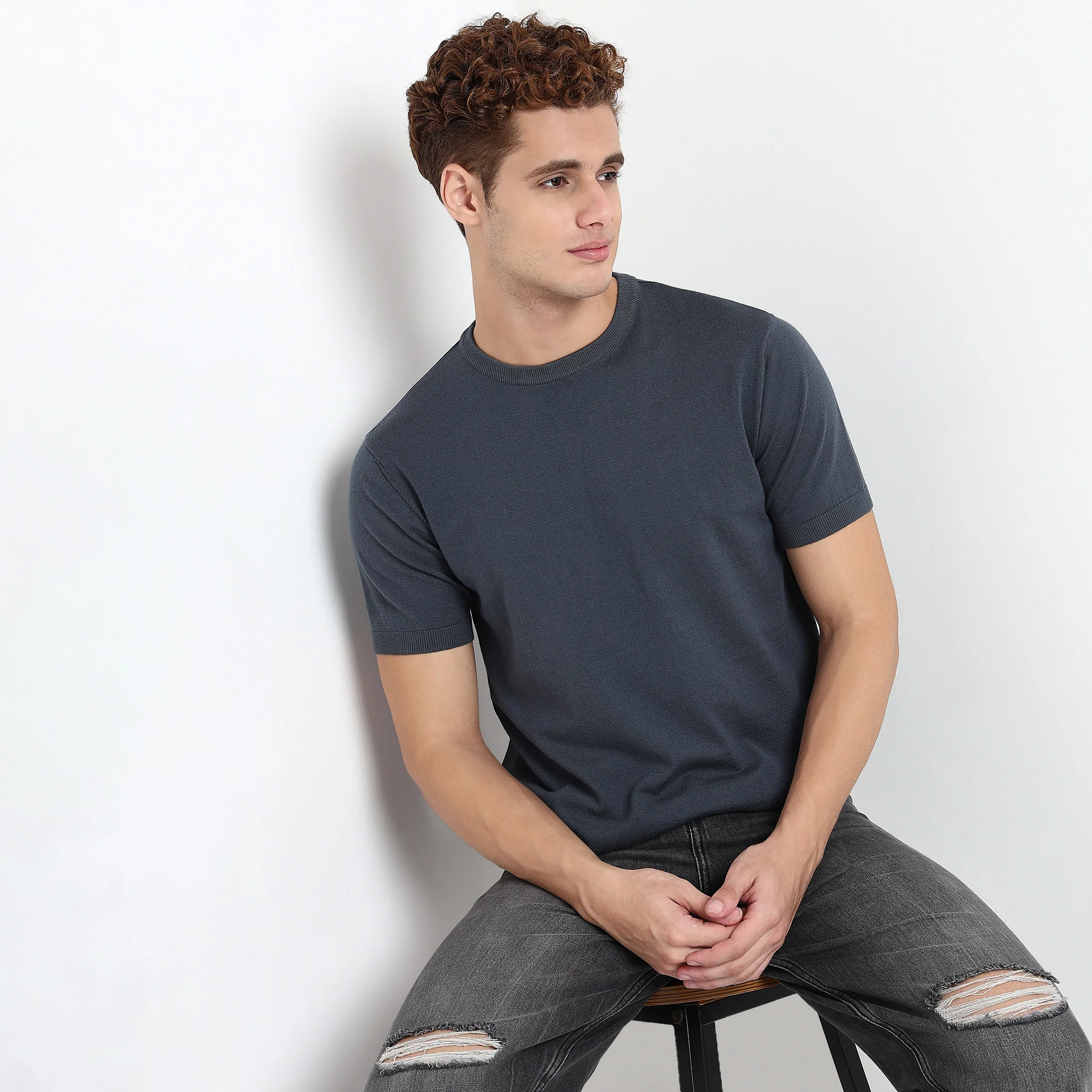 Hand Knit Solid T-Shirt - Image 7