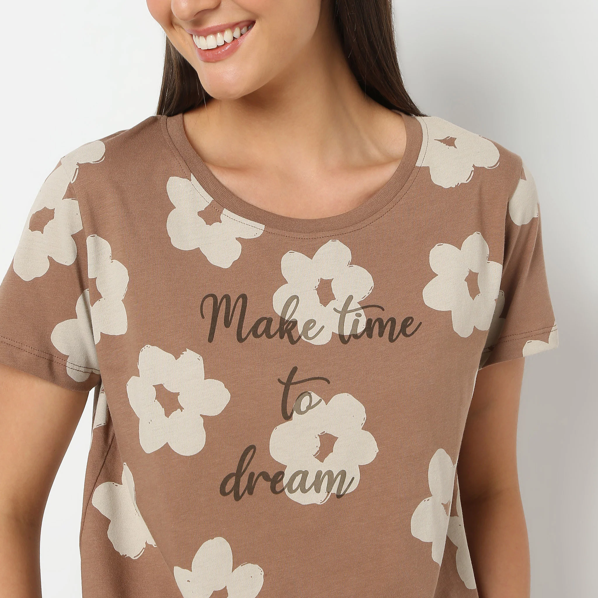 Crew Neck Short Sleeve Printed Lounge T-Shirt - Image 4