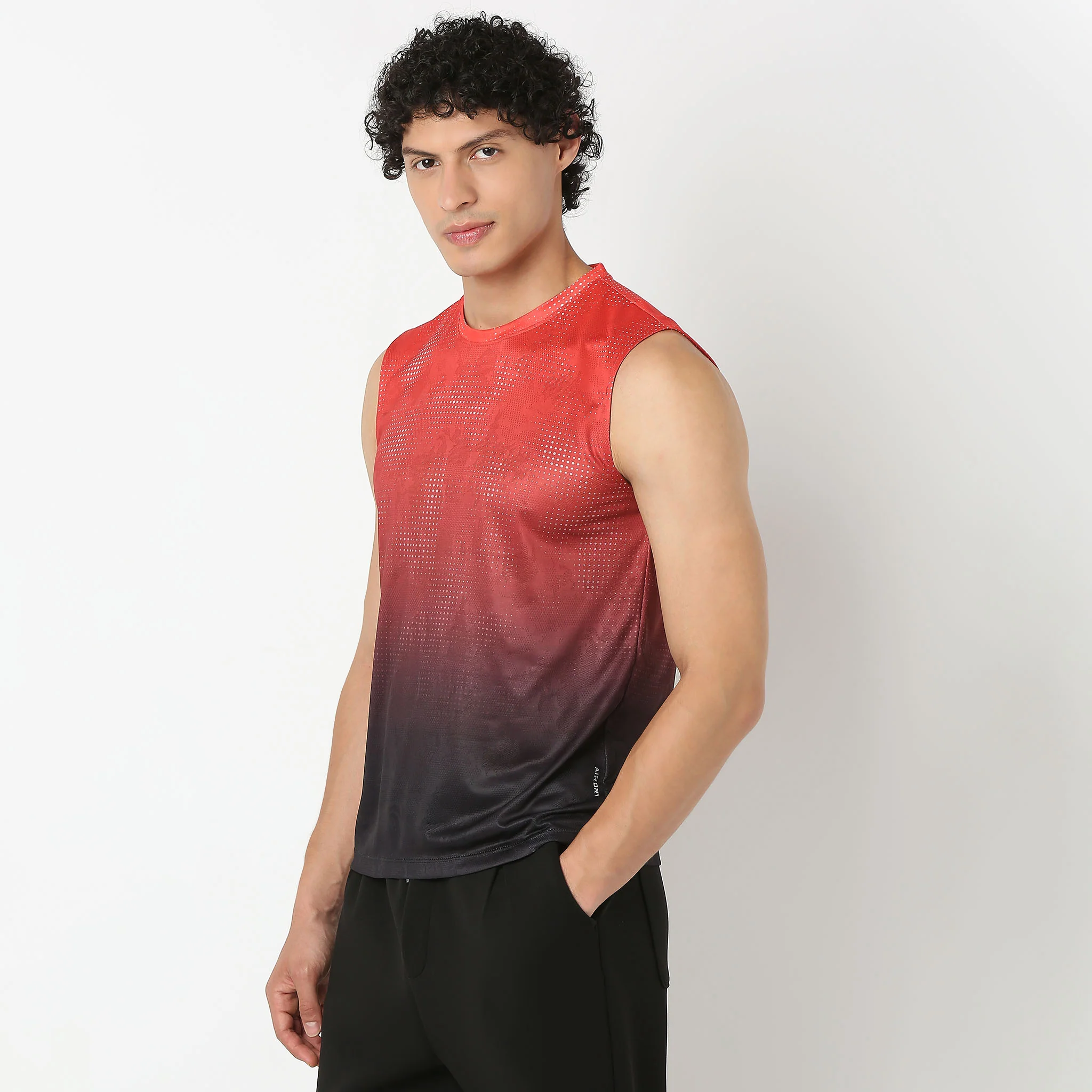 Crew Neck Sleeveless All Over Print Easy Dry - Fast Wicking - Breathable Running T-Shirt - Image 4