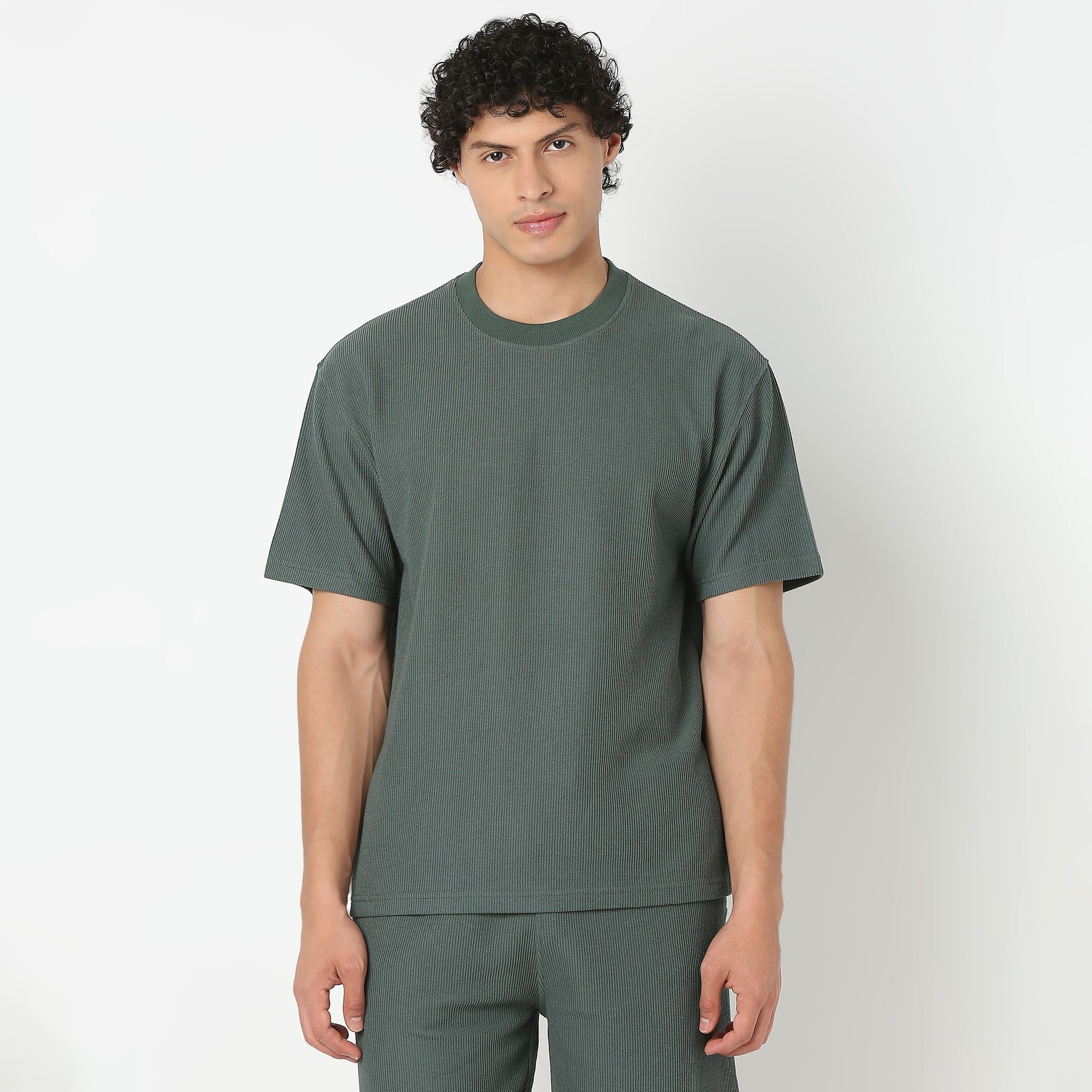 Oversize Half Sleeve Crew Neck Structured Unisets T-Shirt - Image 12