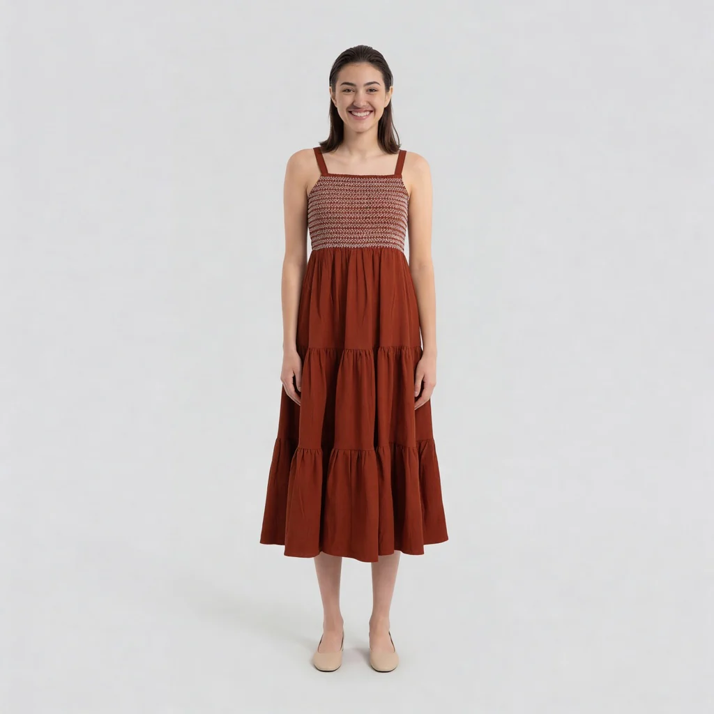 Crochet Shoulder Straps Flared Dress - Image 2