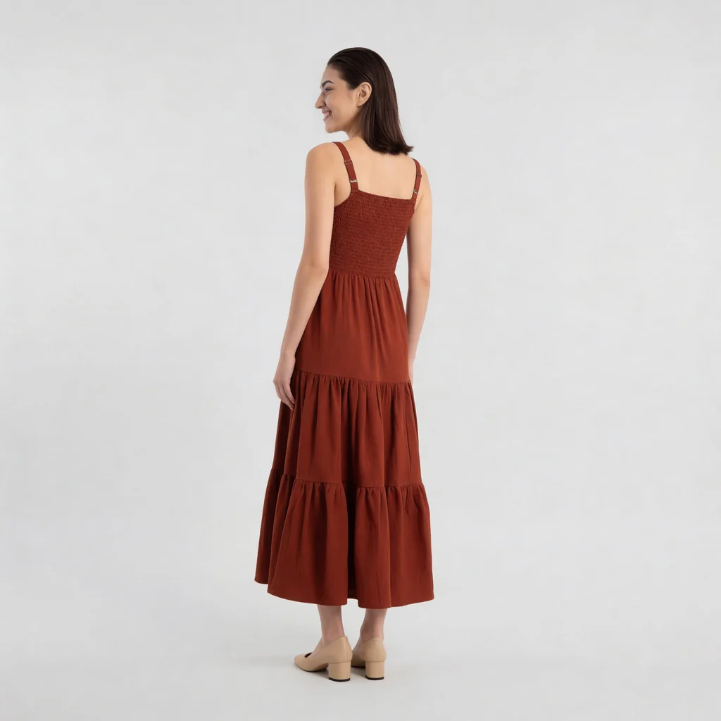 Crochet Shoulder Straps Flared Dress - Image 3