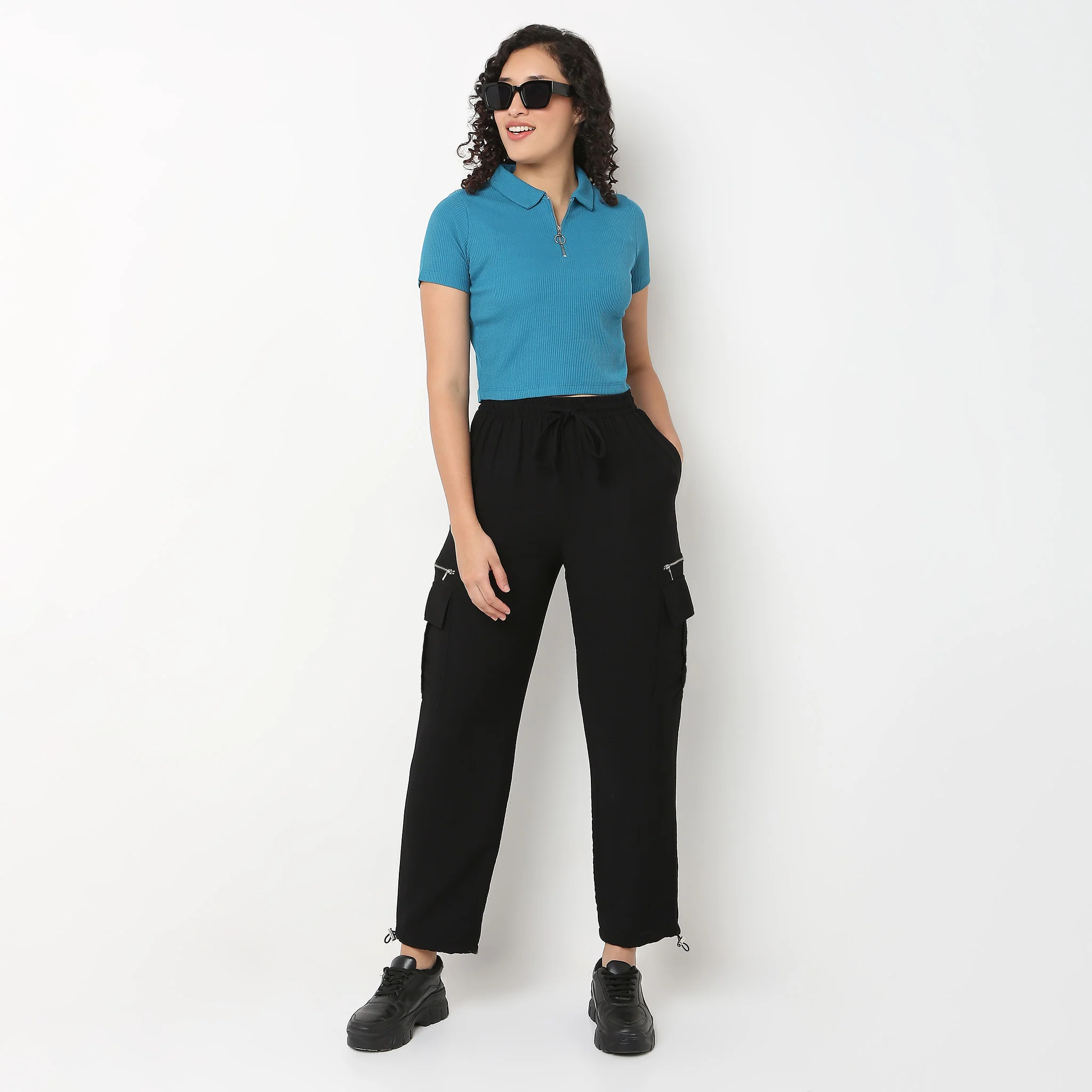 Polo Neck Cropped T-Shirt - Image 15