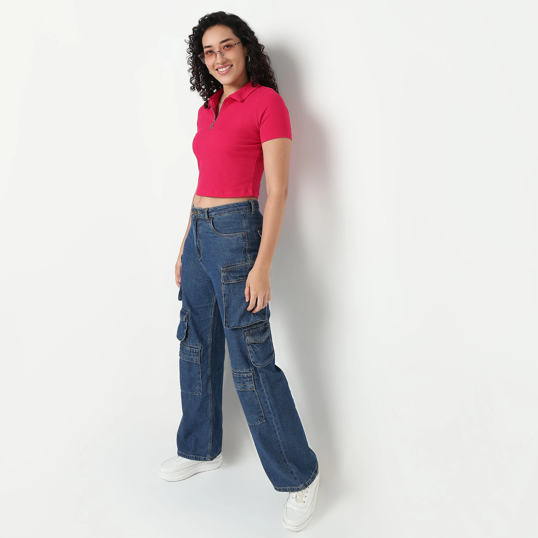 Polo Neck Cropped T-Shirt - Image 17