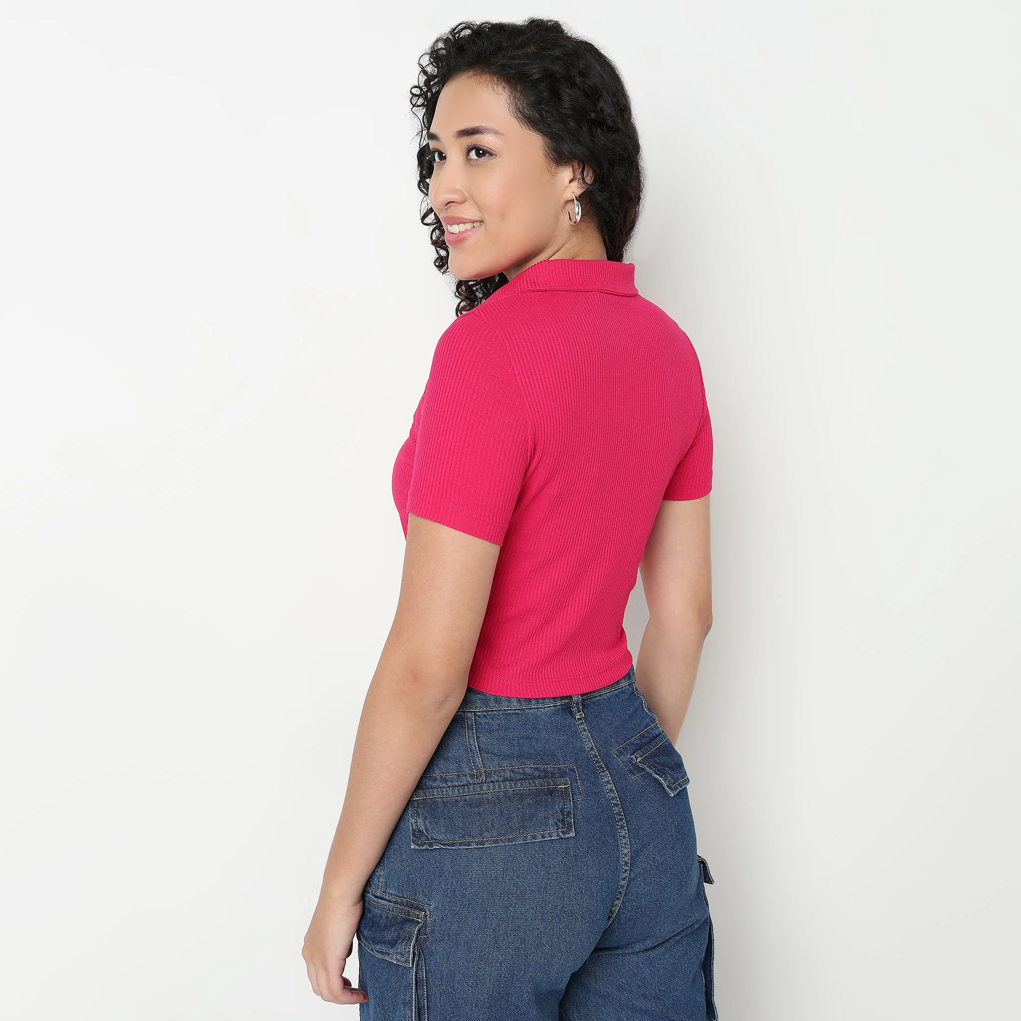 Polo Neck Cropped T-Shirt - Image 18
