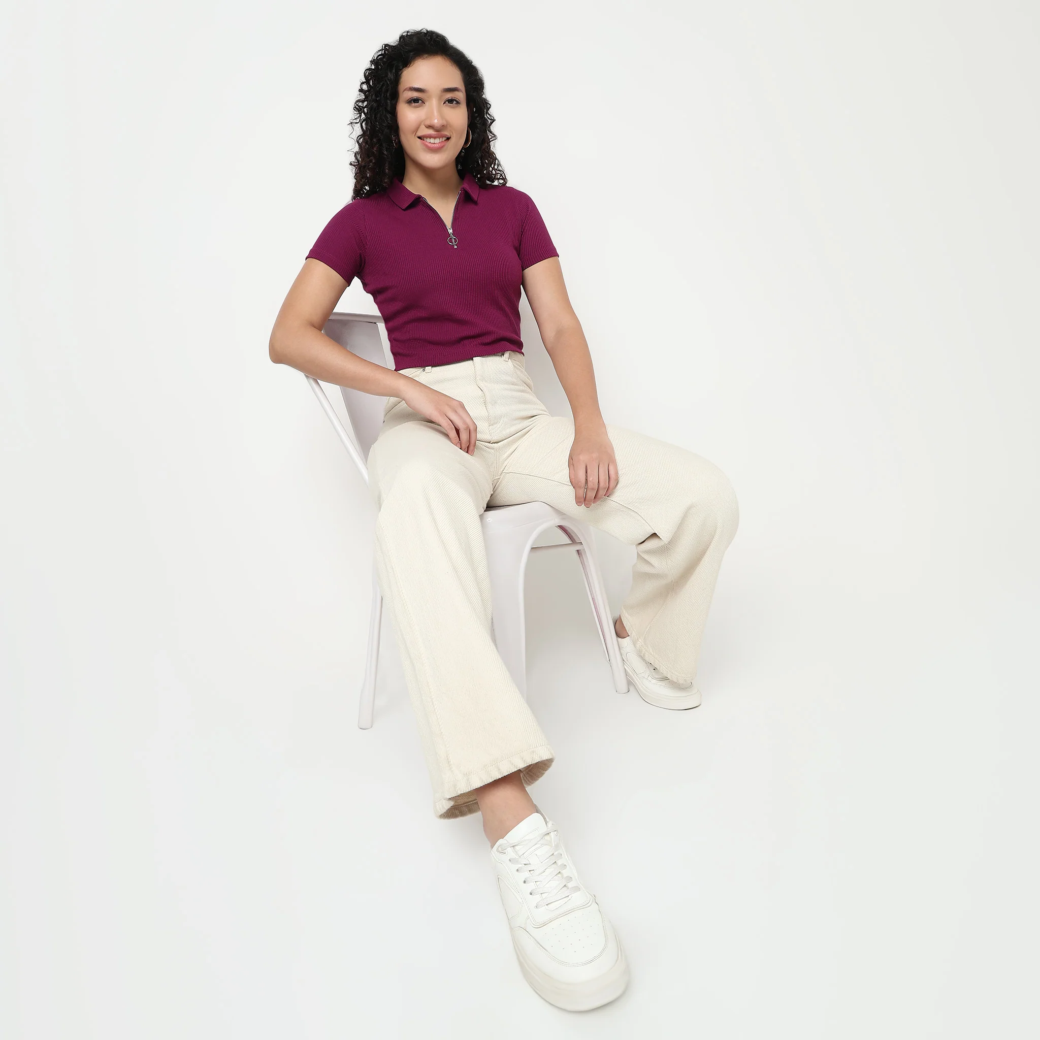 Polo Neck Cropped T-Shirt - Image 22