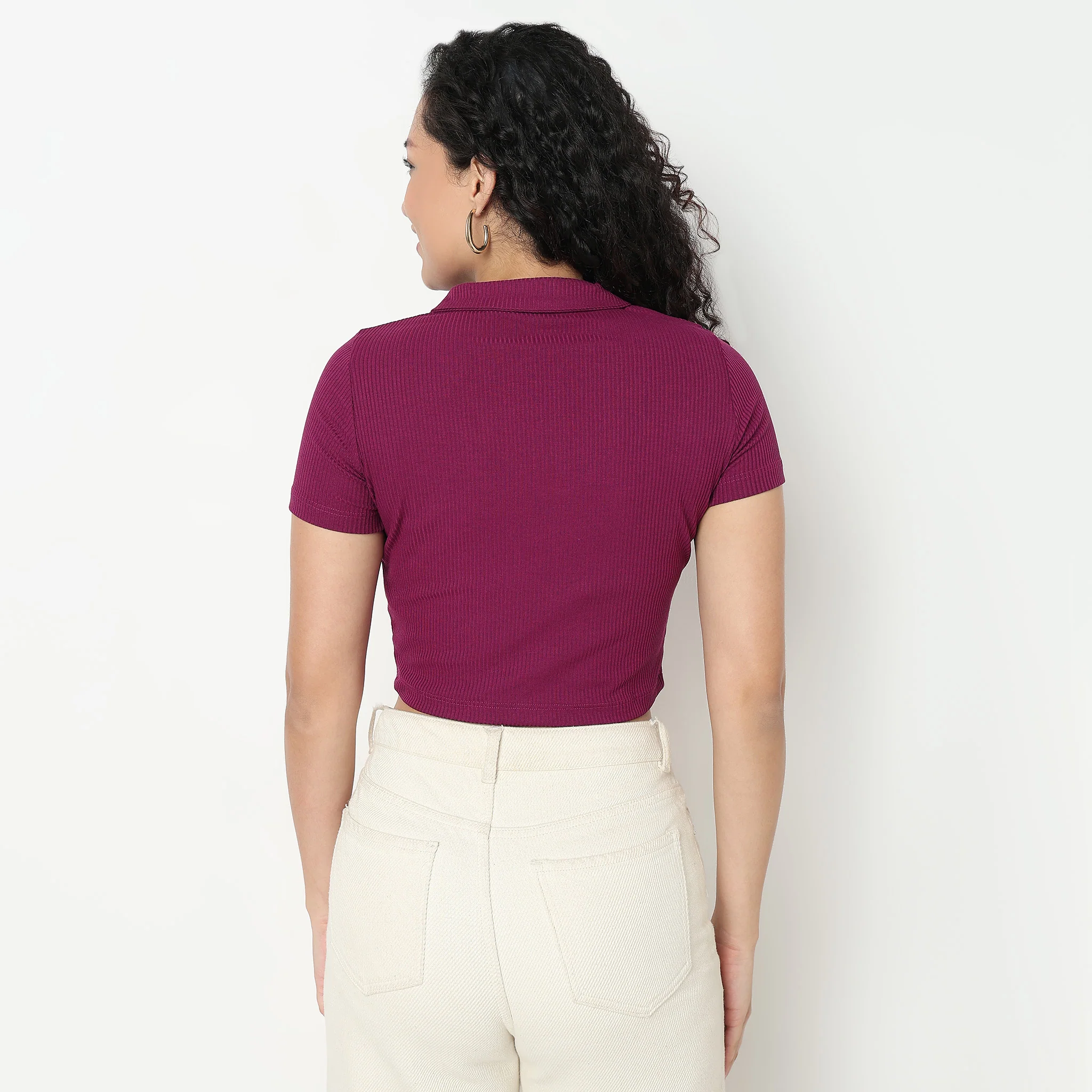 Polo Neck Cropped T-Shirt - Image 23