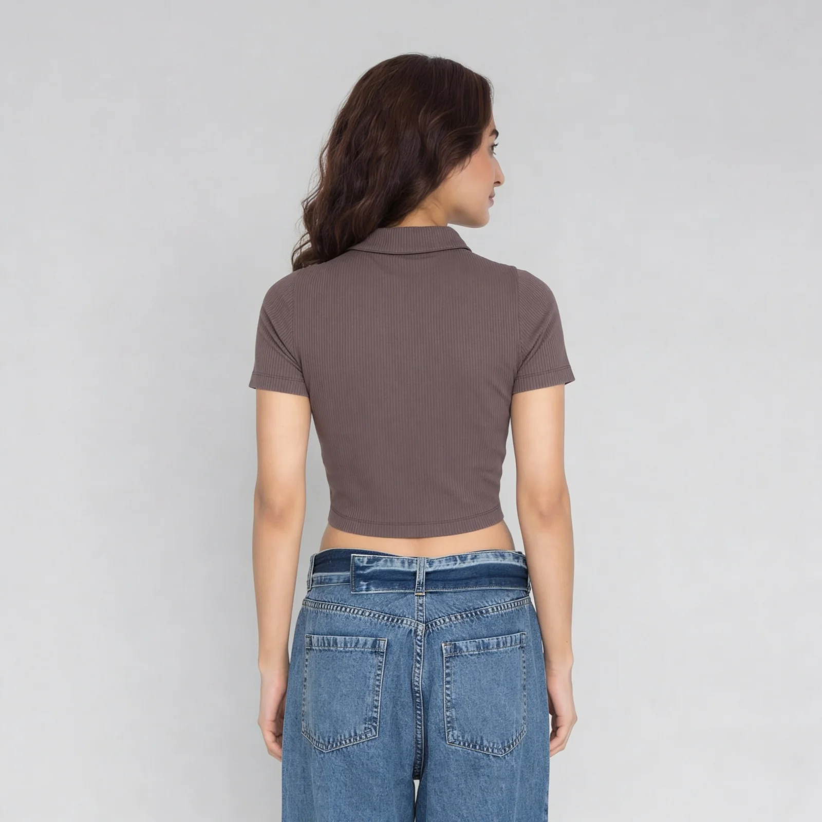 Polo Neck Cropped T-Shirt - Image 28